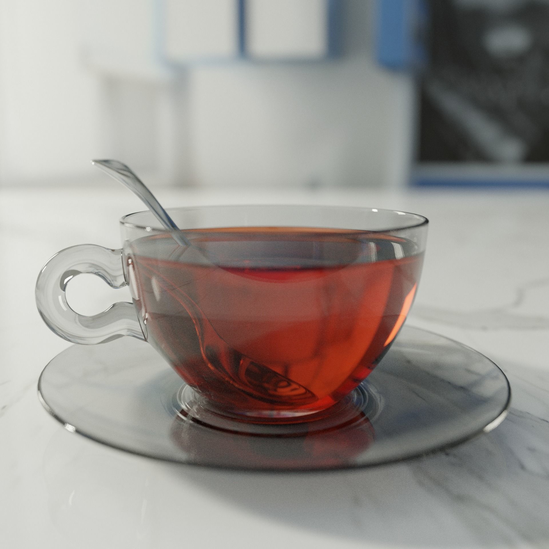 Cup of tea Low-poly 3D model_0