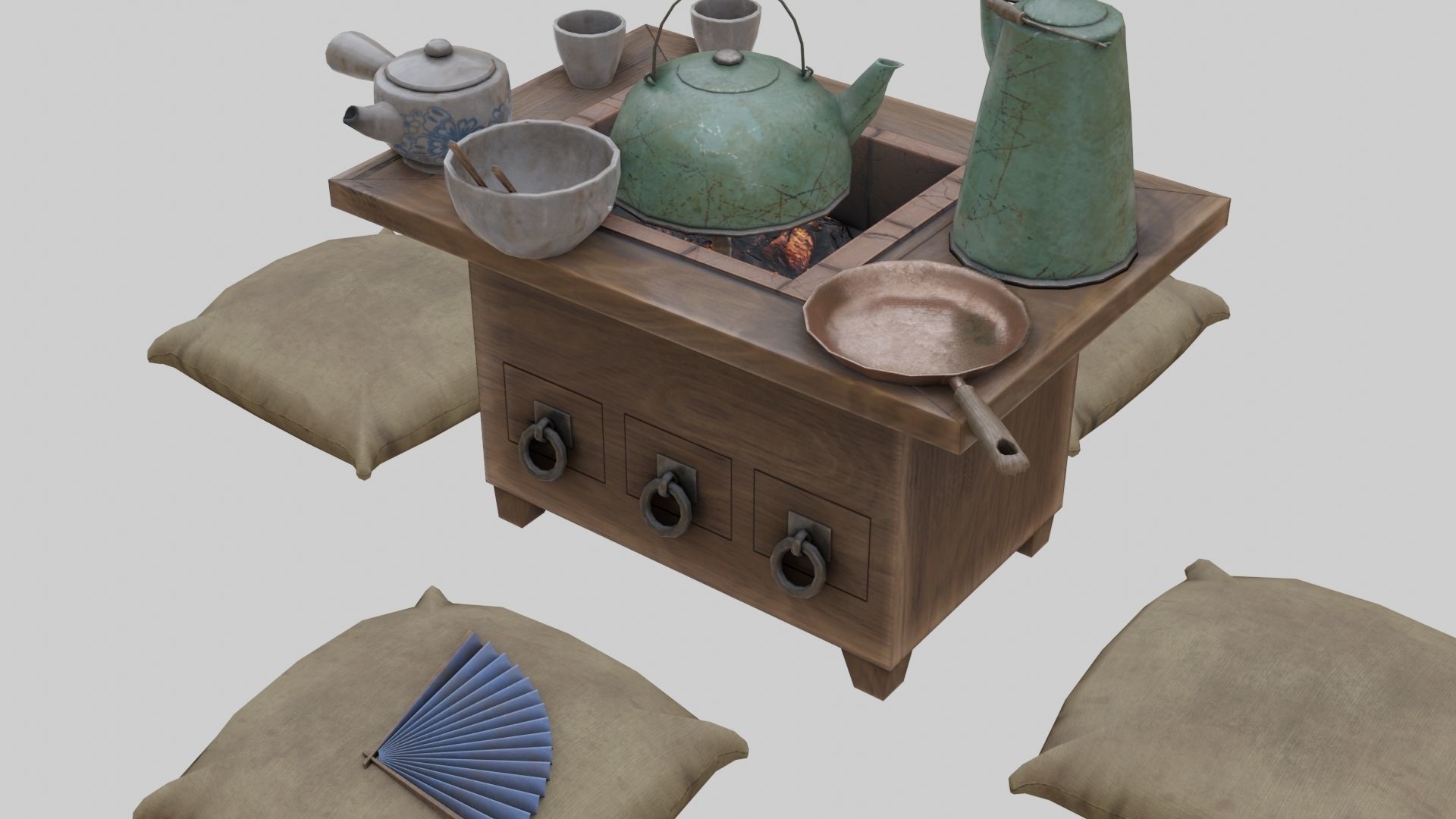 Low Poly Japanese Decoration Assets With PBR Materials Low-poly 3D model_1