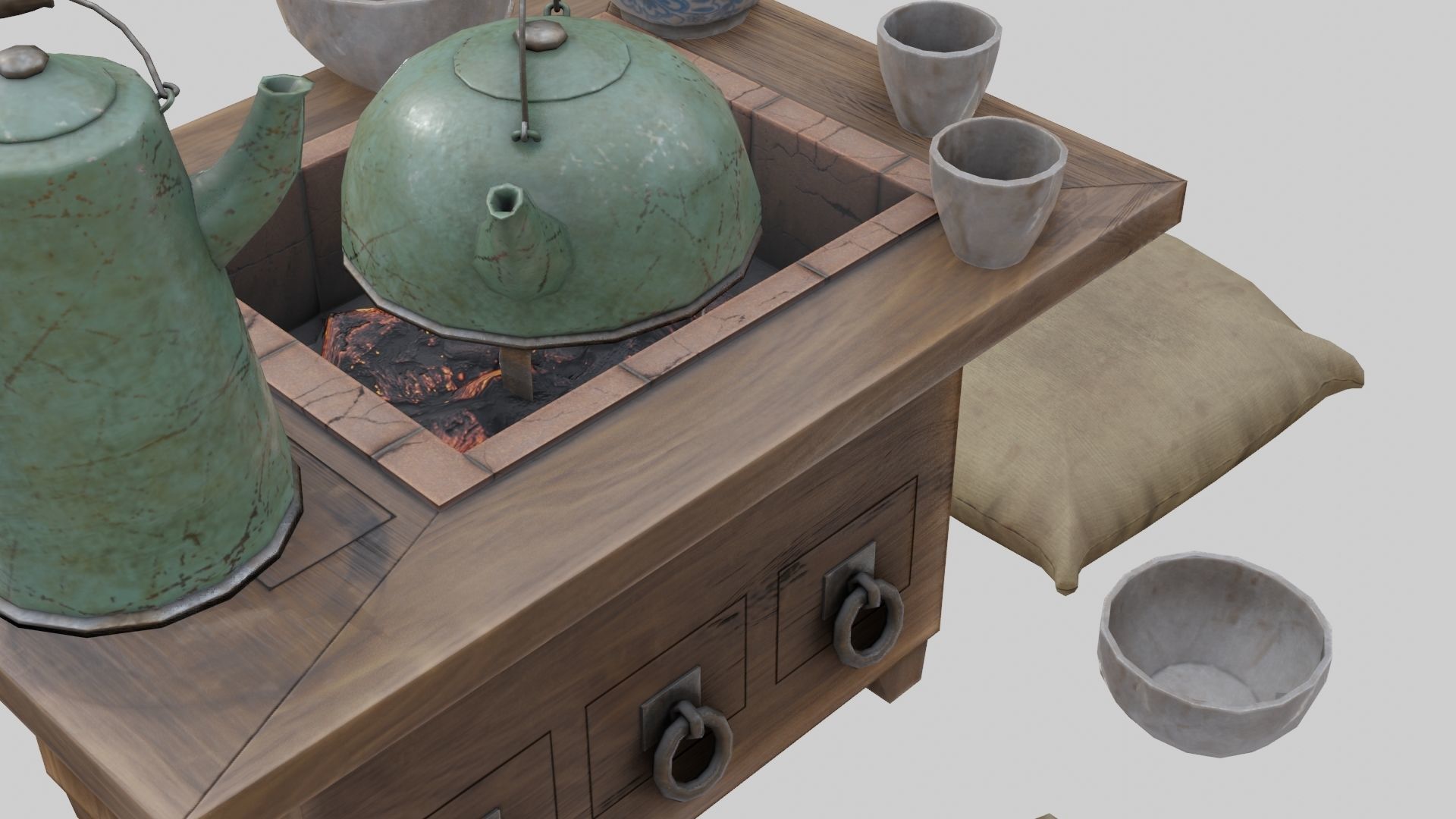 Low Poly Japanese Decoration Assets With PBR Materials Low-poly 3D model_2