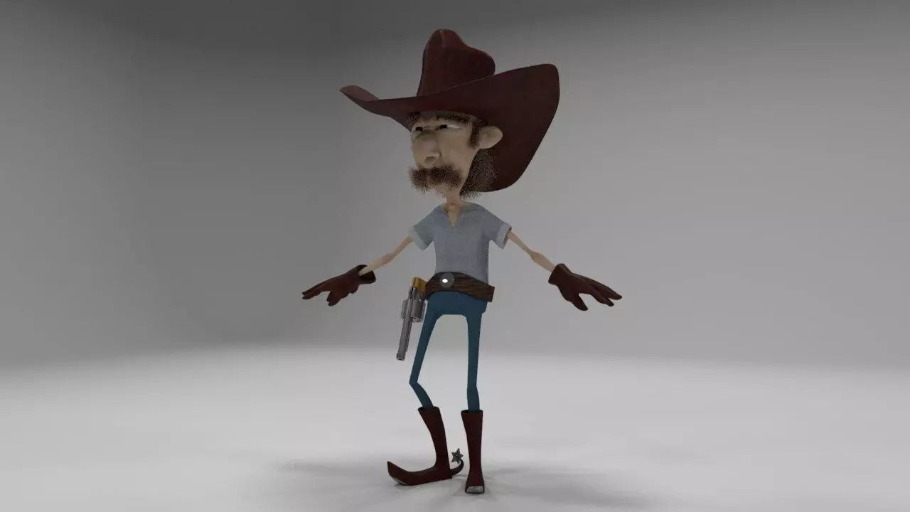 cowboy cartoon character 3D model_0