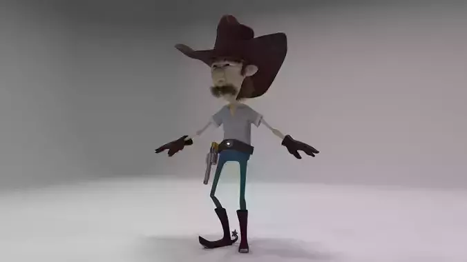 cowboy cartoon character 3D model