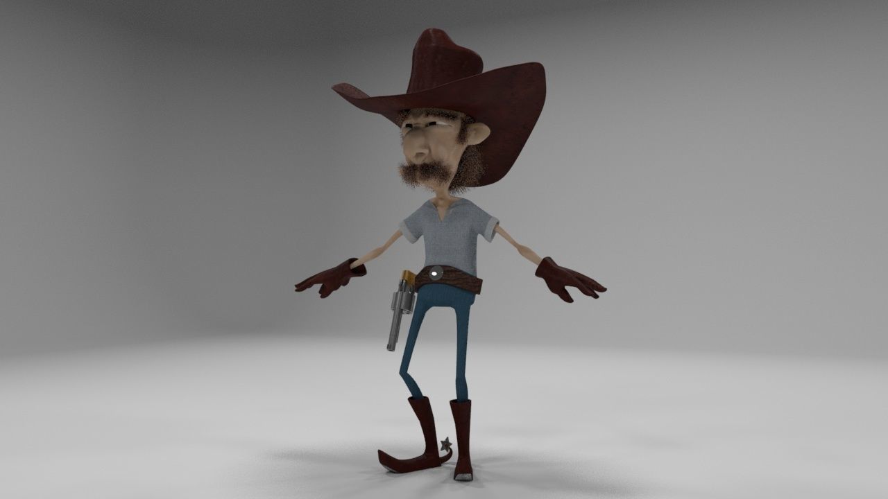 cowboy cartoon character 3D model_1