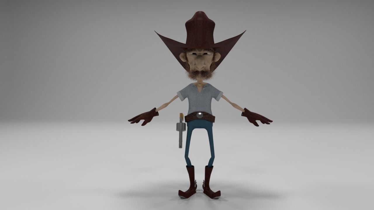 cowboy cartoon character 3D model_19