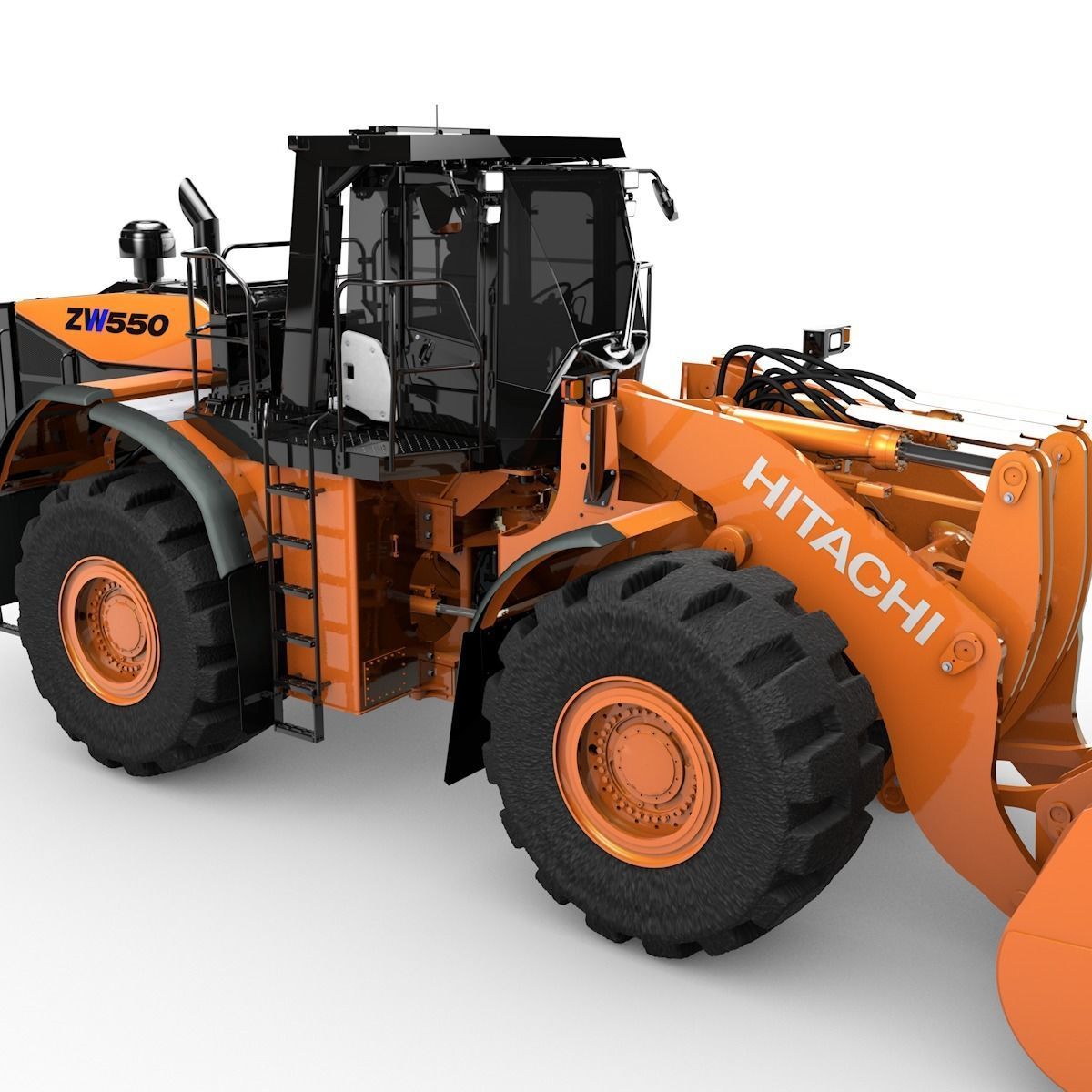 Rigged Hitachi Construction Machinery ZW550 Wheel Loader 3D model_5