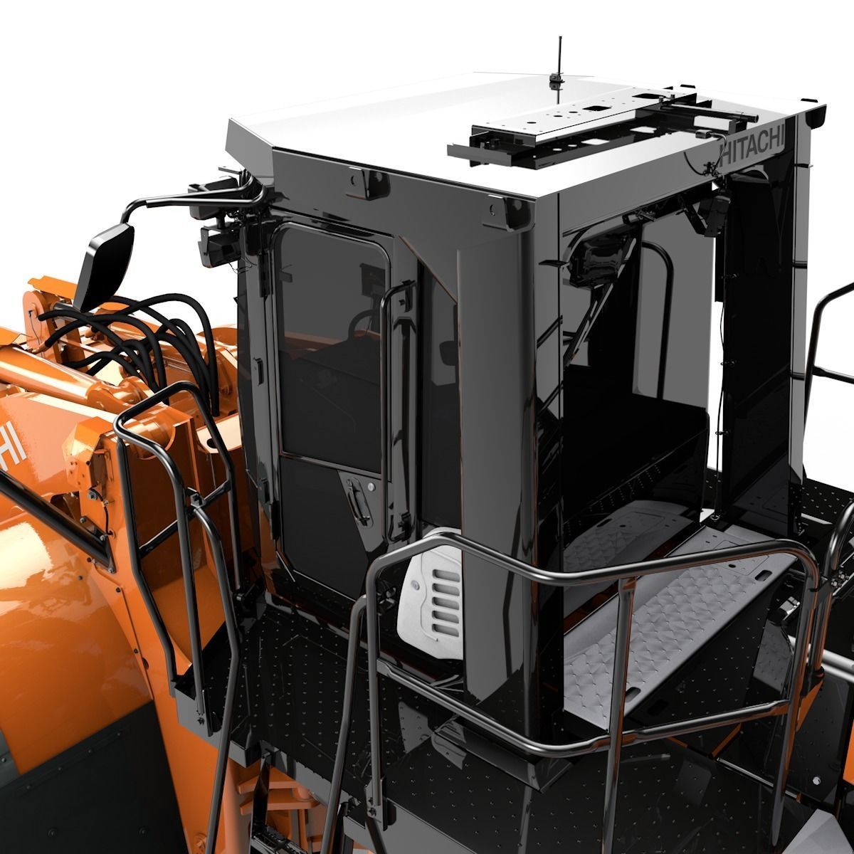 Rigged Hitachi Construction Machinery ZW550 Wheel Loader 3D model_8