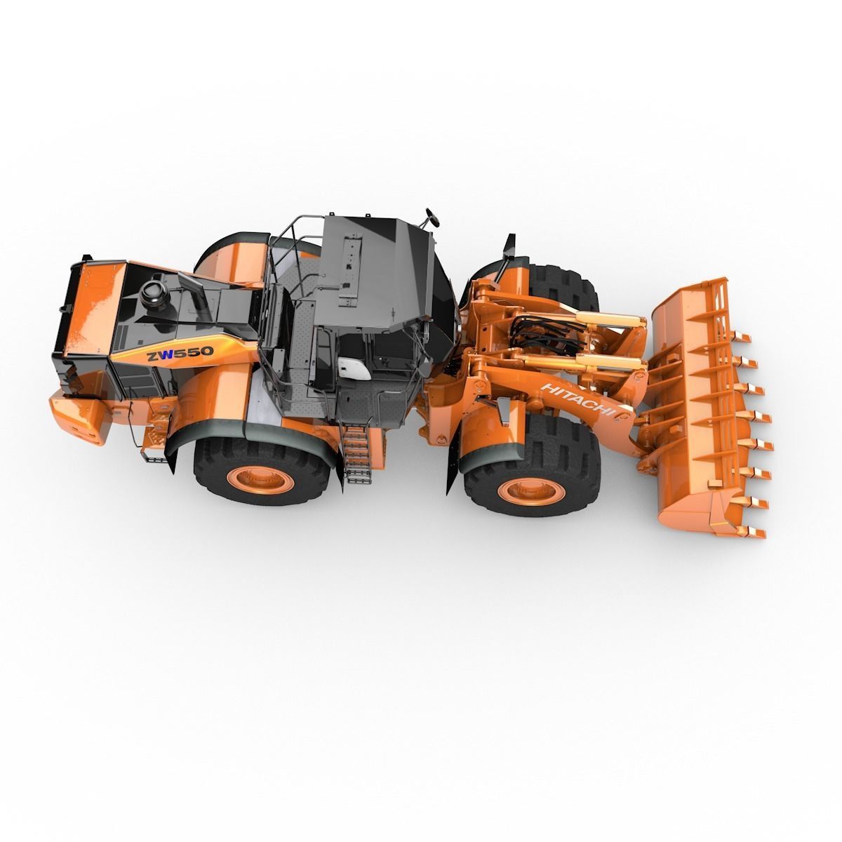 Rigged Hitachi Construction Machinery ZW550 Wheel Loader 3D model_7