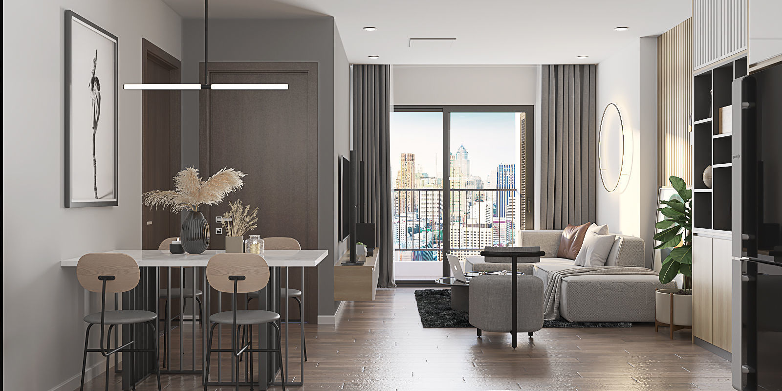 kitchen and living Area  3D model_2