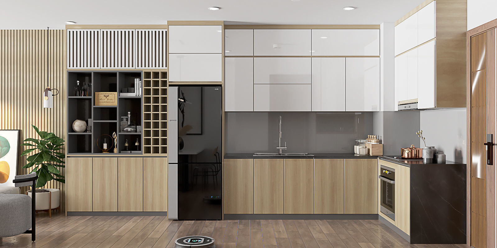 kitchen and living Area  3D model_1