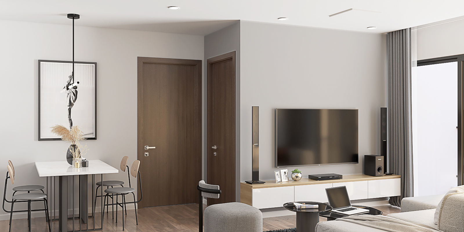 kitchen and living Area  3D model_3