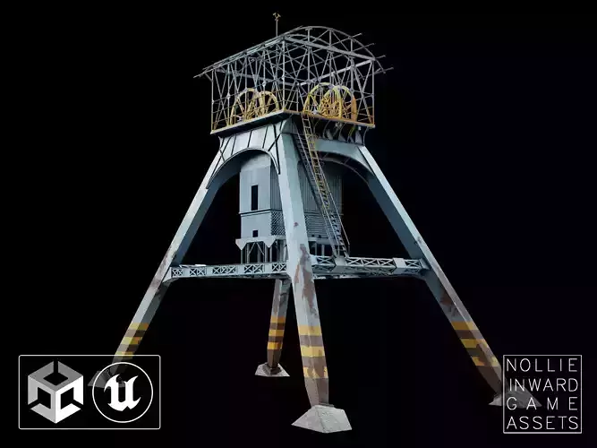 Coal Mine Shaft Tower - KWK Polska II Low-poly 3D model