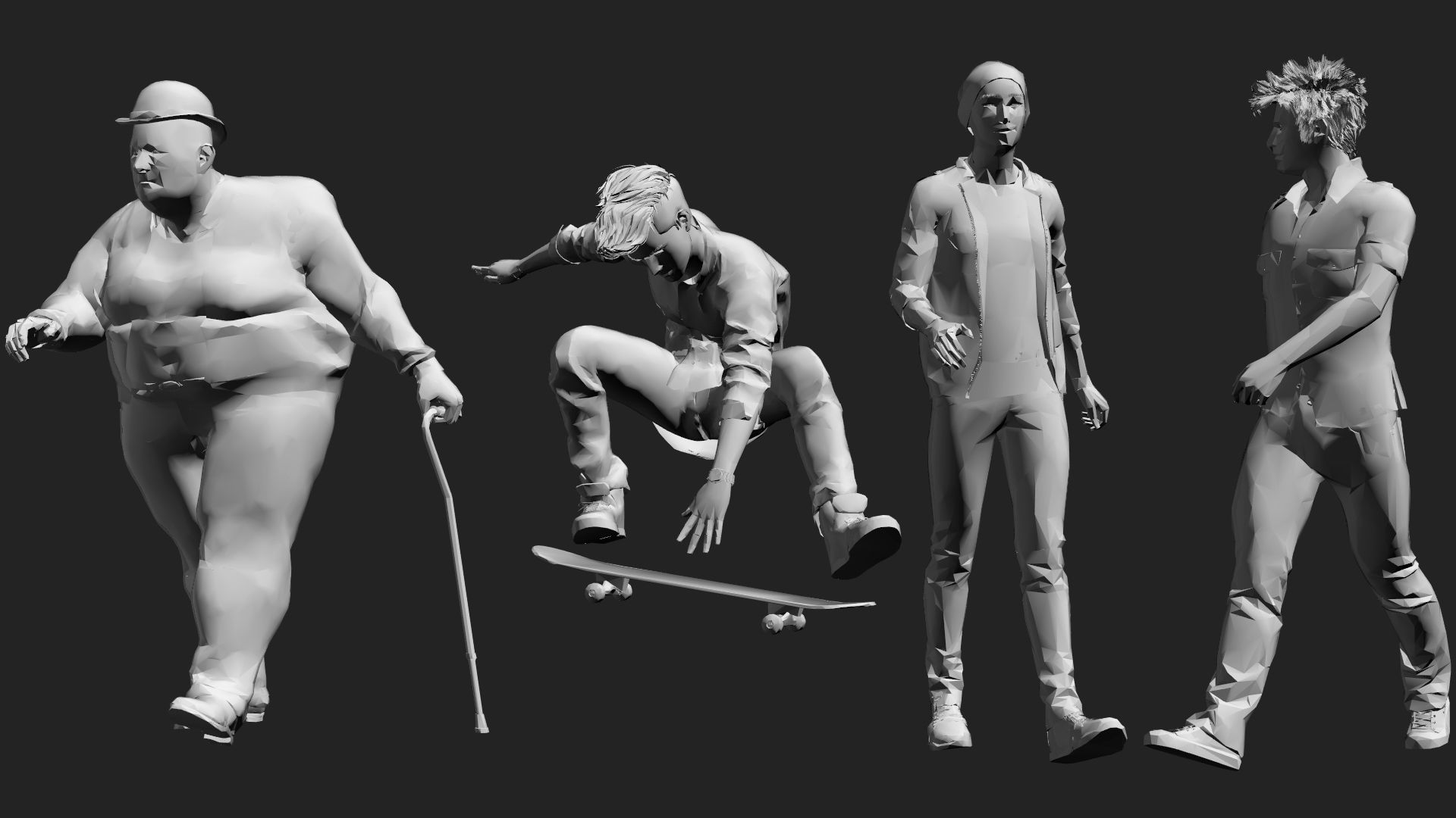 200 Low-Poly People Pack - Crowd Low-poly 3D model_43