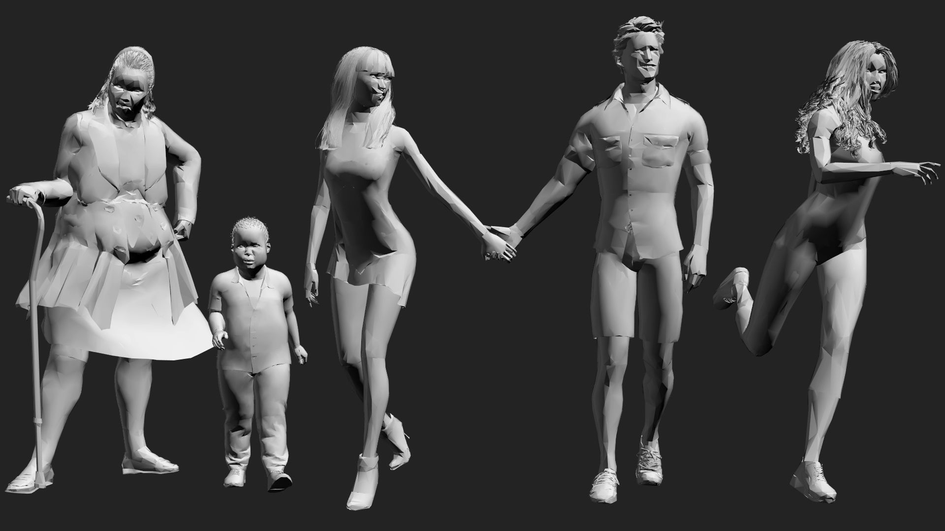 200 Low-Poly People Pack - Crowd Low-poly 3D model_24