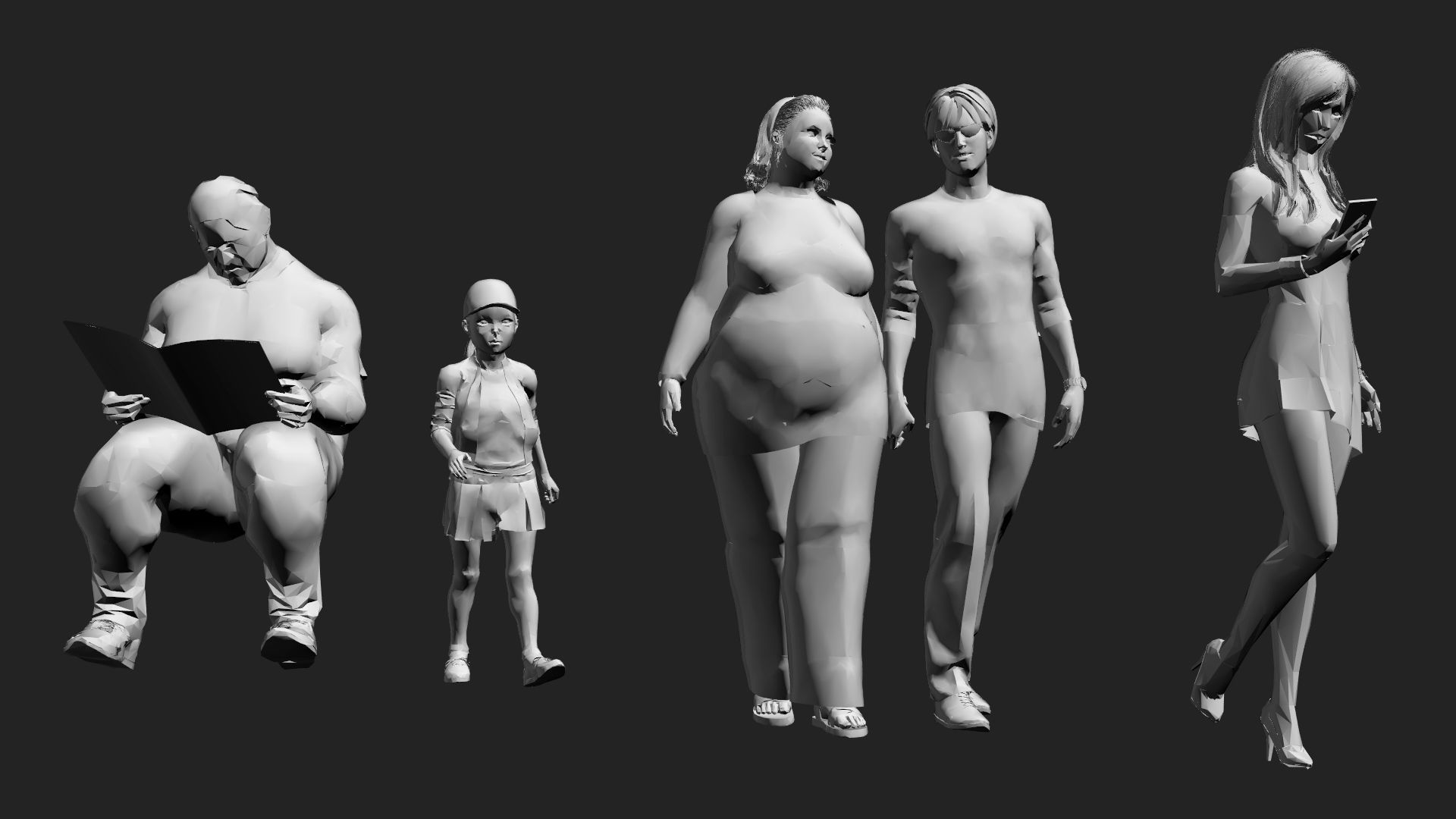 200 Low-Poly People Pack - Crowd Low-poly 3D model_40