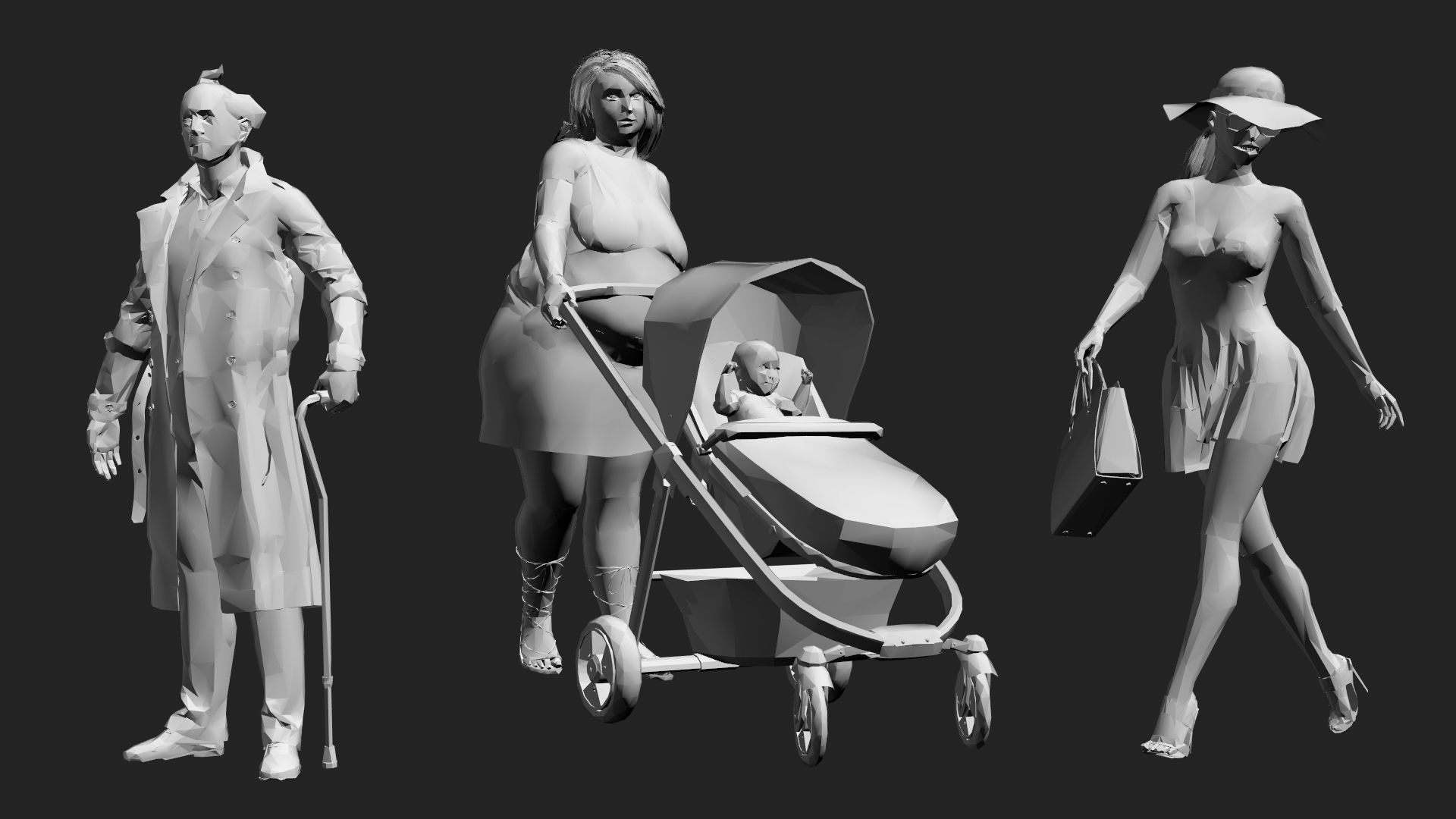 200 Low-Poly People Pack - Crowd Low-poly 3D model_29