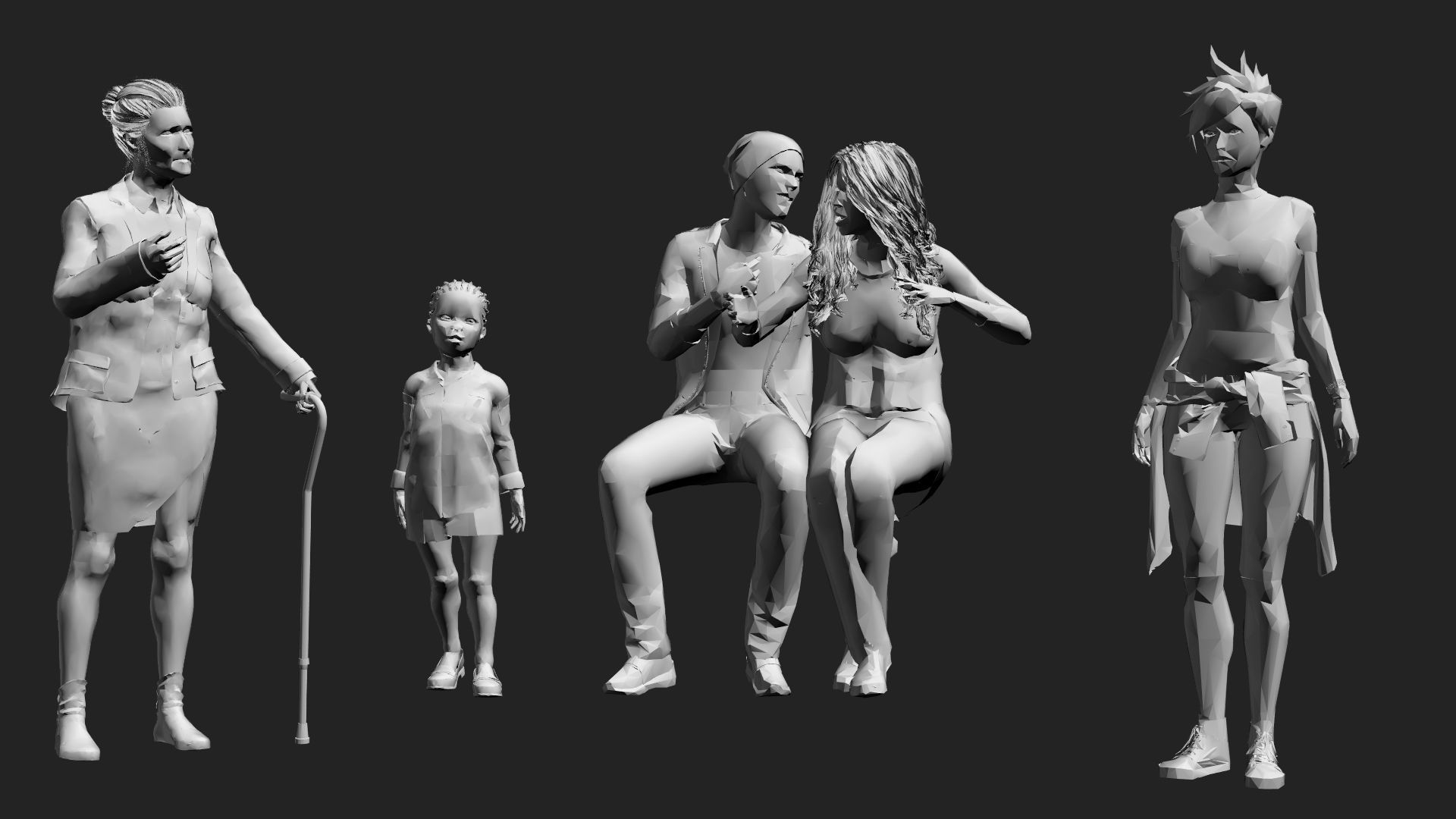 200 Low-Poly People Pack - Crowd Low-poly 3D model_14