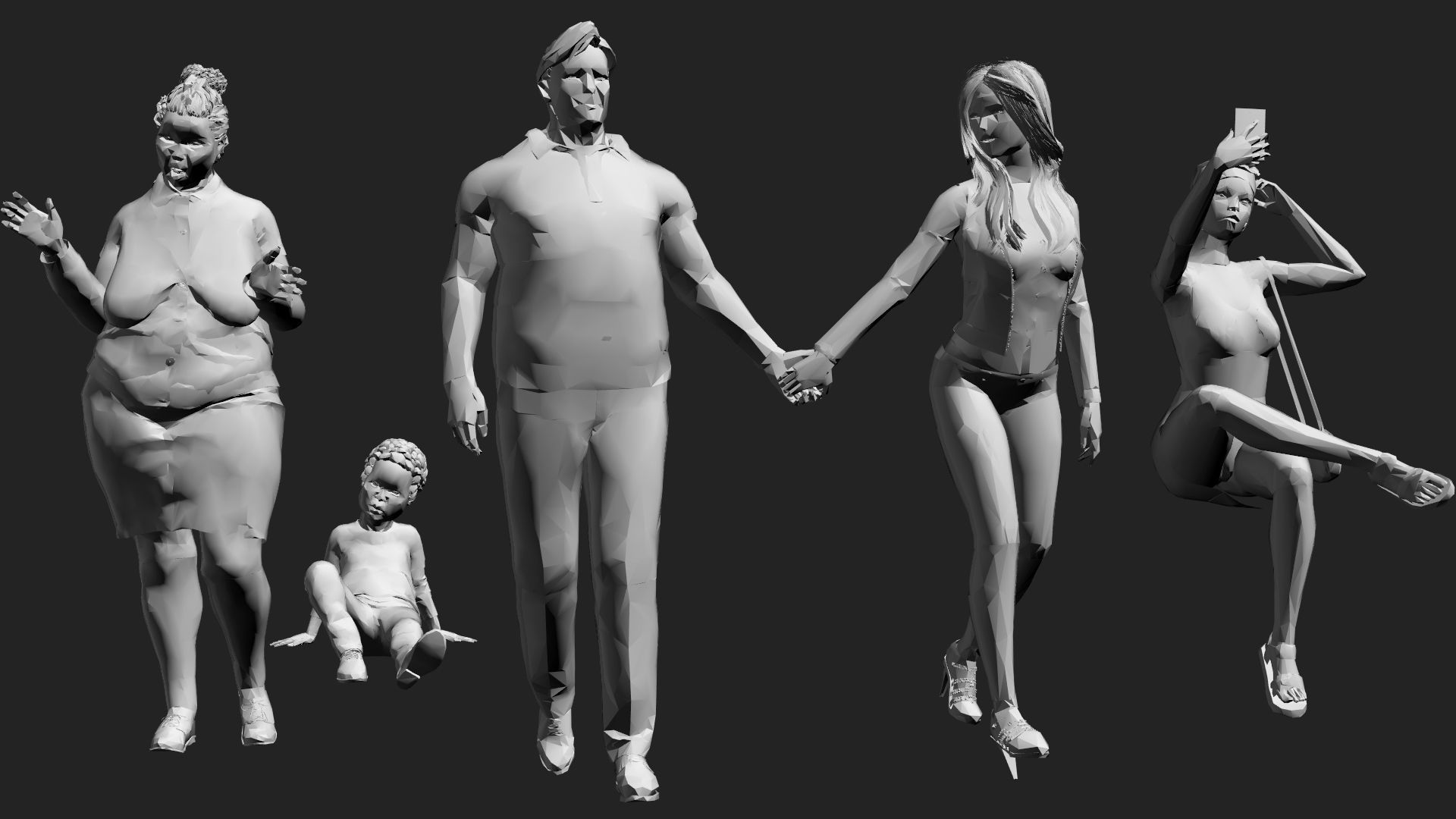 200 Low-Poly People Pack - Crowd Low-poly 3D model_30