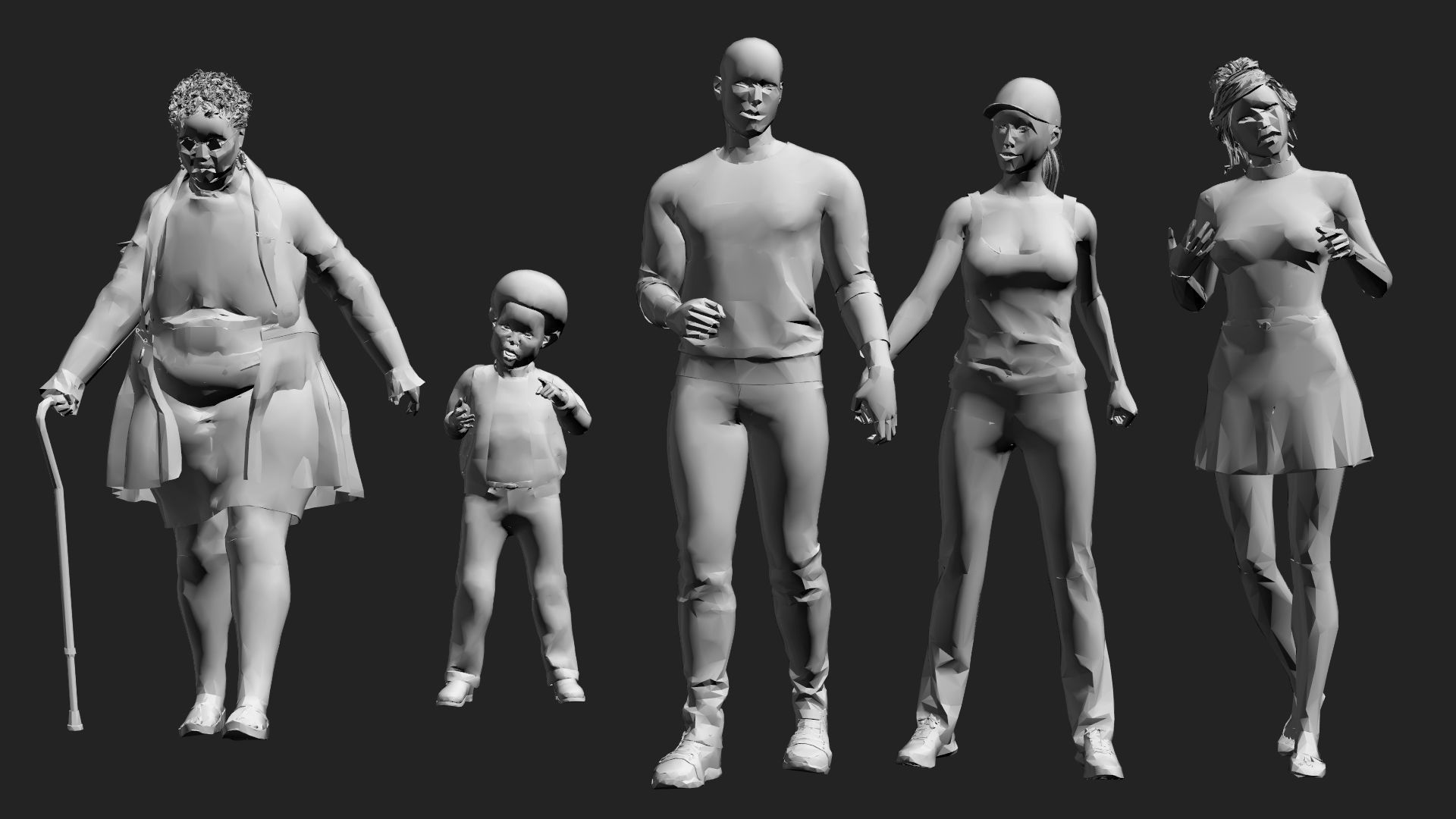 200 Low-Poly People Pack - Crowd Low-poly 3D model_10