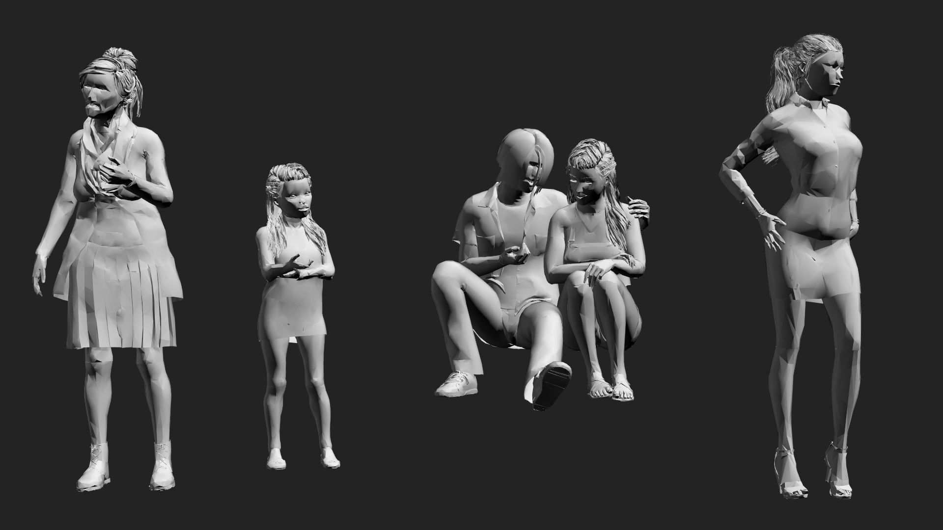 200 Low-Poly People Pack - Crowd Low-poly 3D model_28