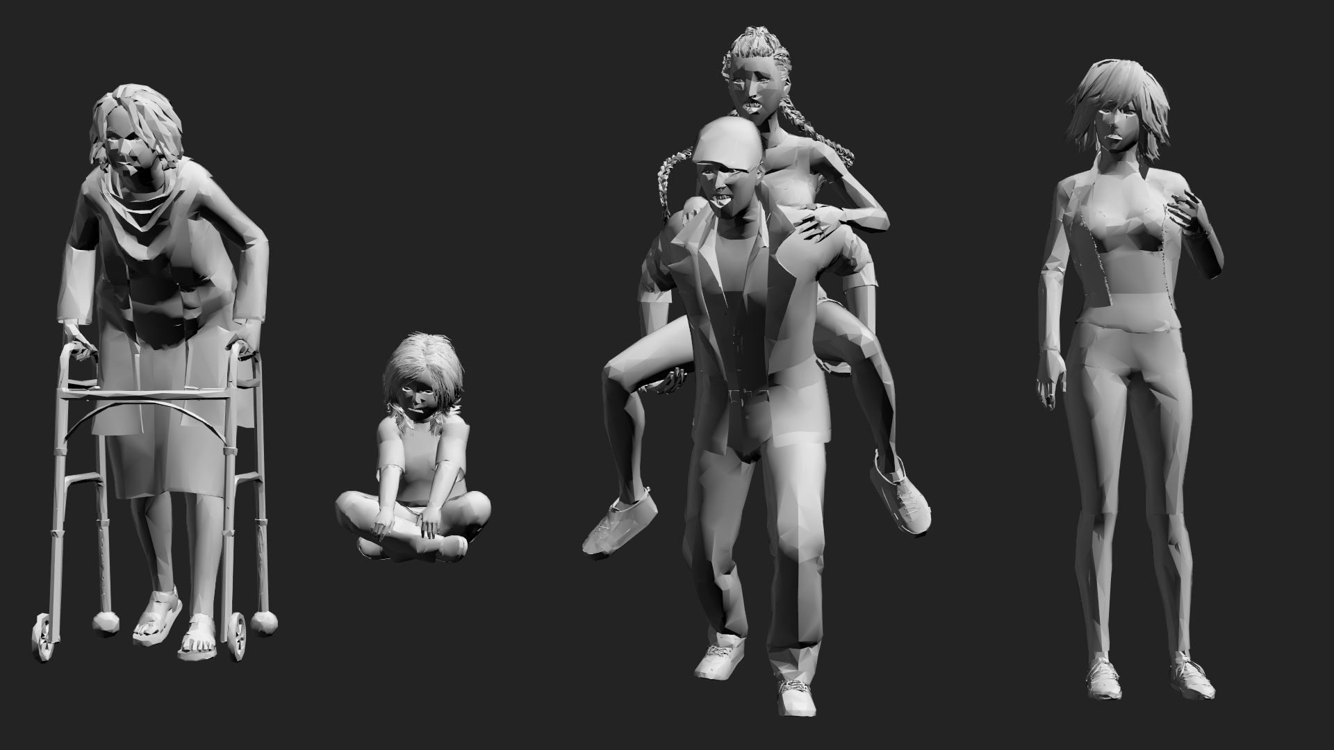 200 Low-Poly People Pack - Crowd Low-poly 3D model_17