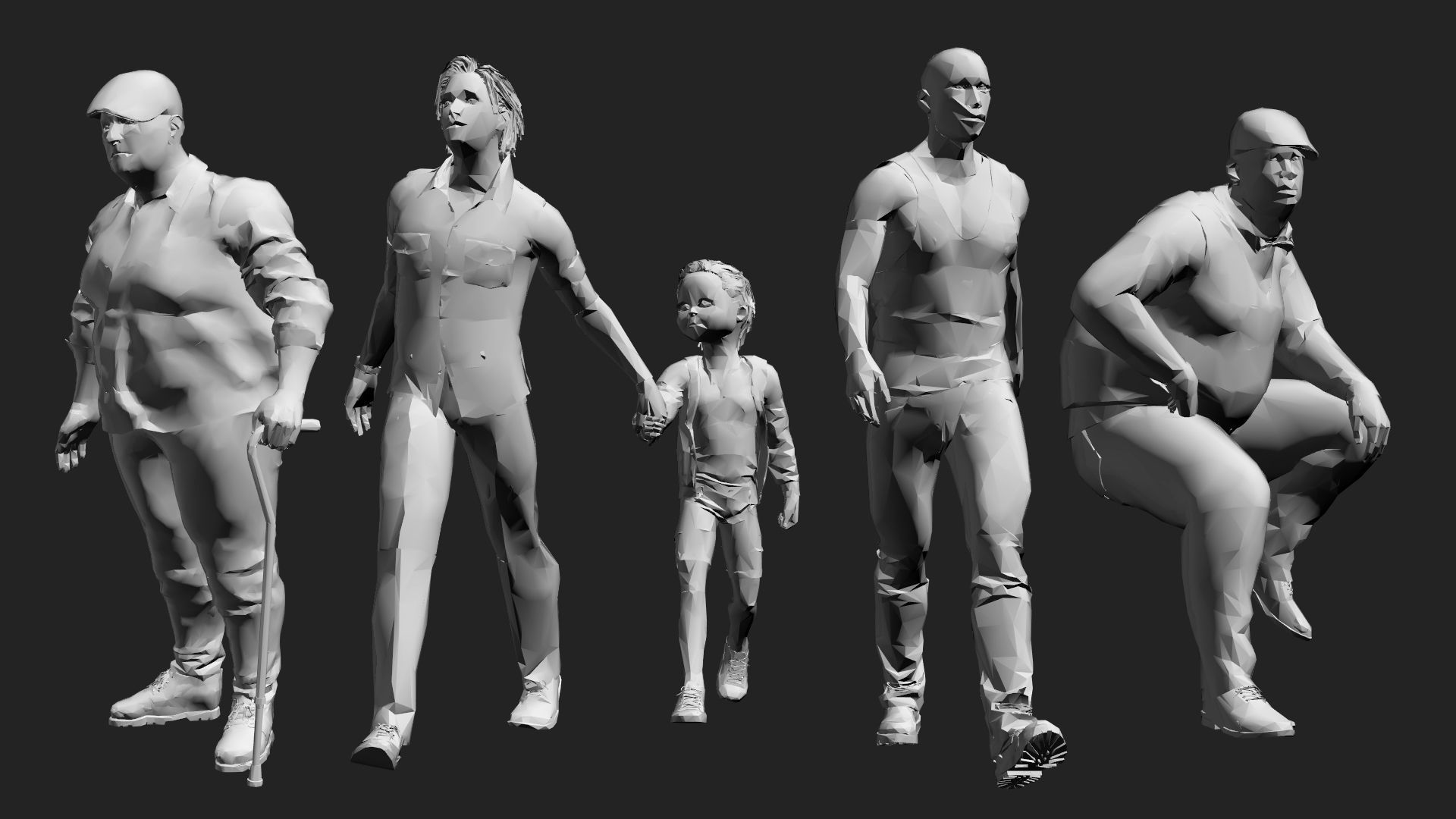 200 Low-Poly People Pack - Crowd Low-poly 3D model_38