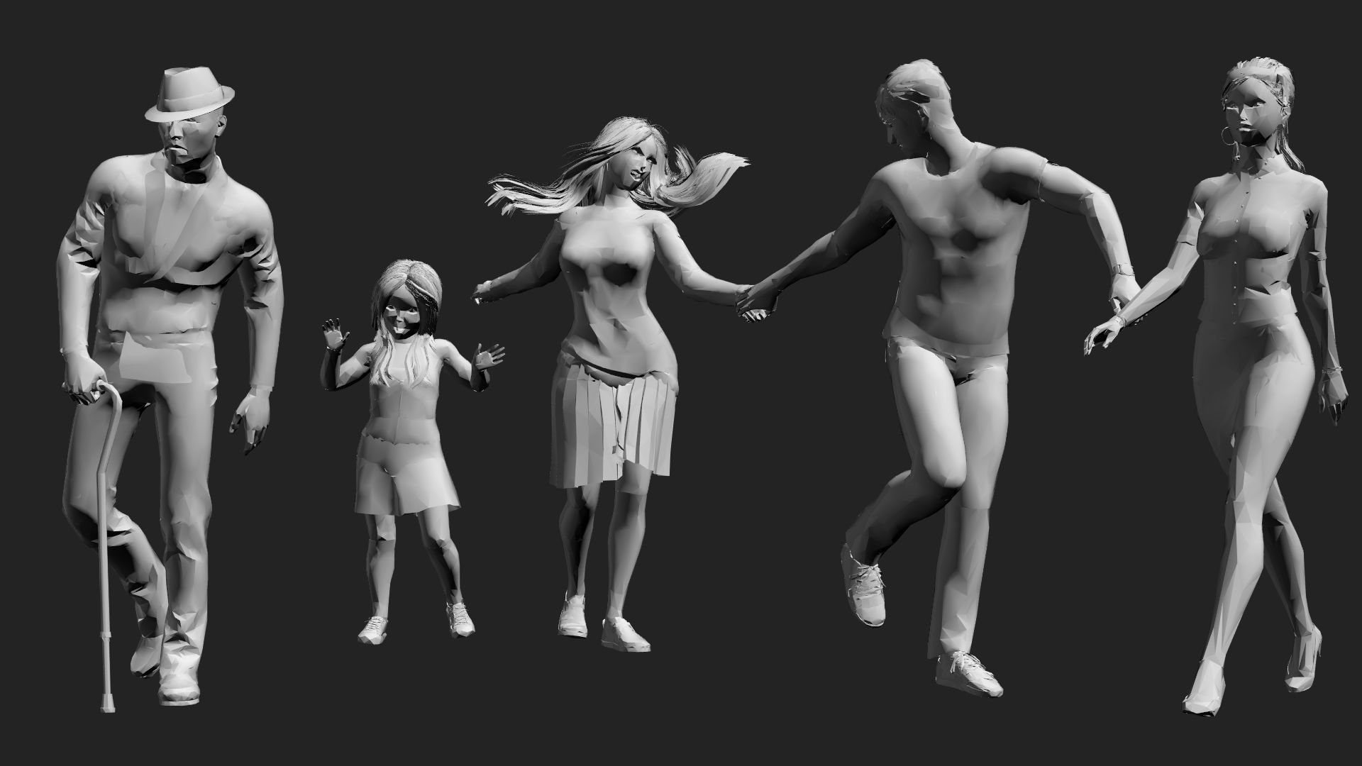 200 Low-Poly People Pack - Crowd Low-poly 3D model_23