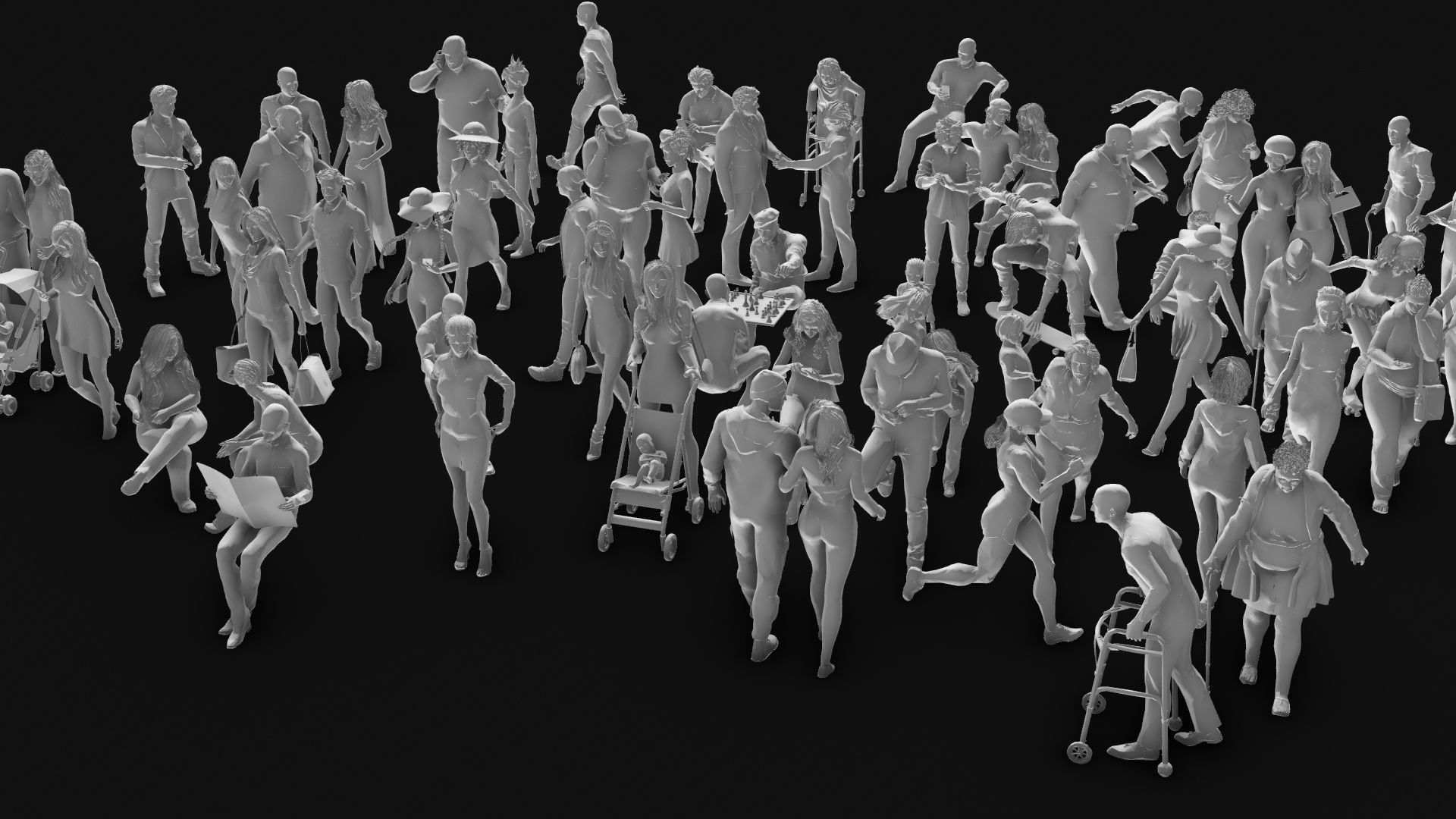200 Low-Poly People Pack - Crowd Low-poly 3D model_3
