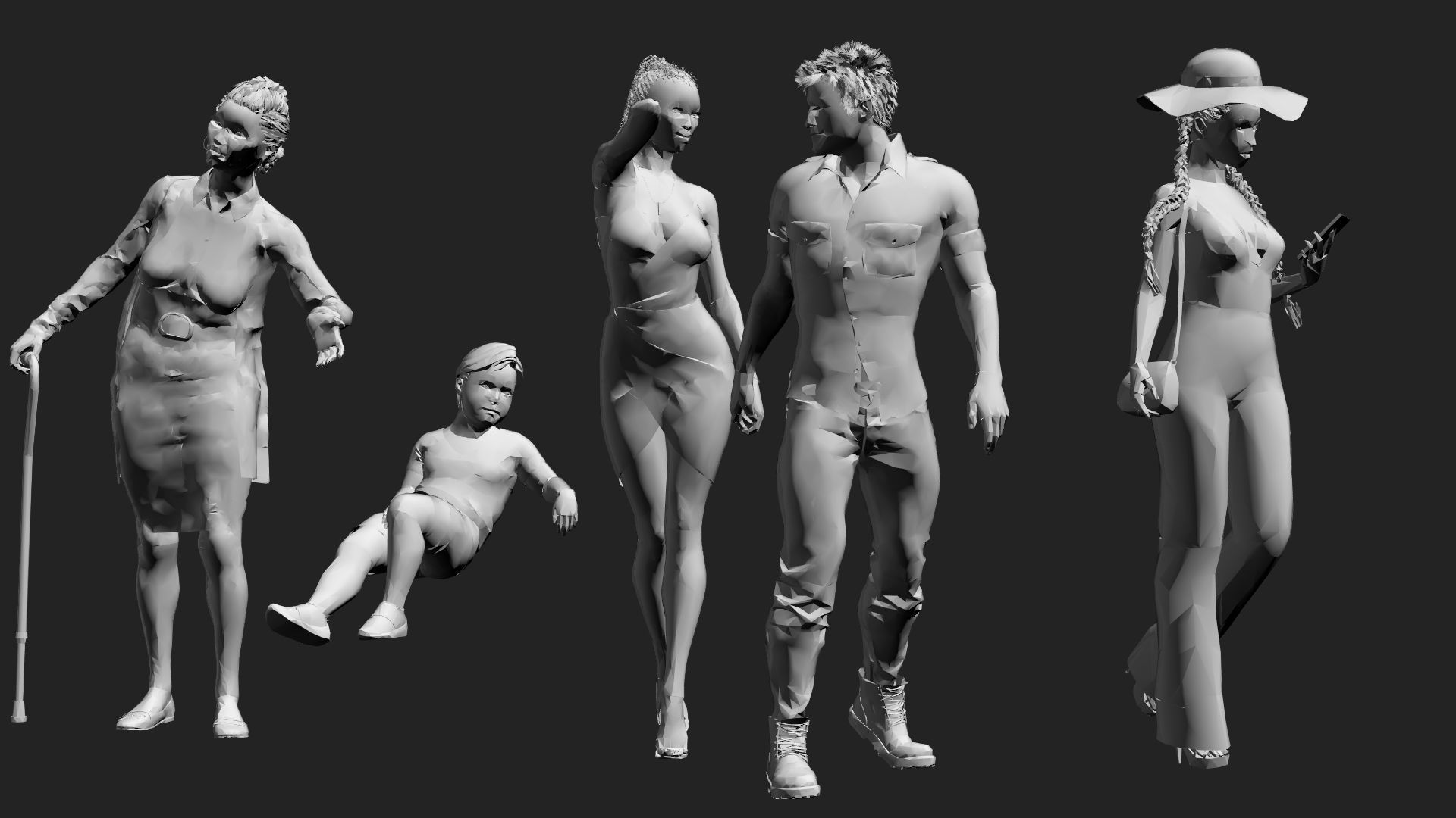 200 Low-Poly People Pack - Crowd Low-poly 3D model_35