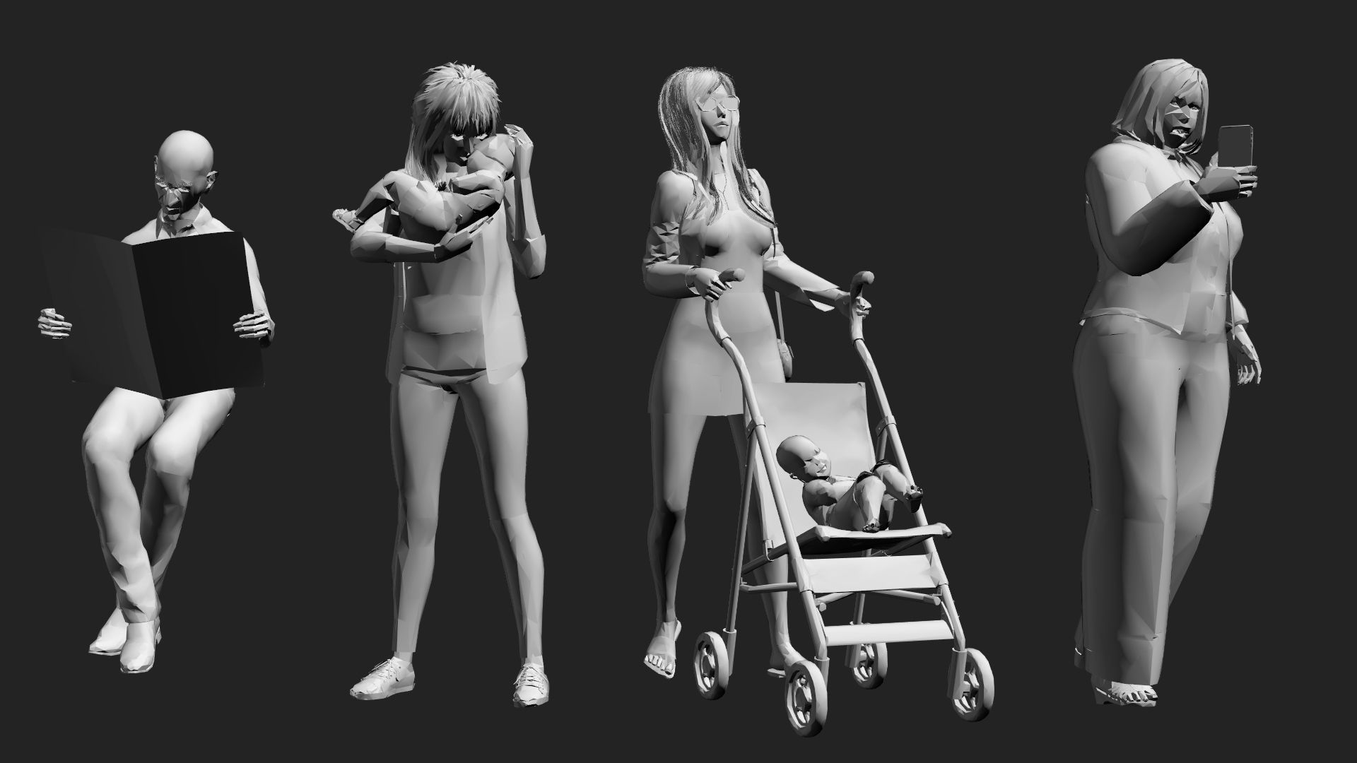 200 Low-Poly People Pack - Crowd Low-poly 3D model_22