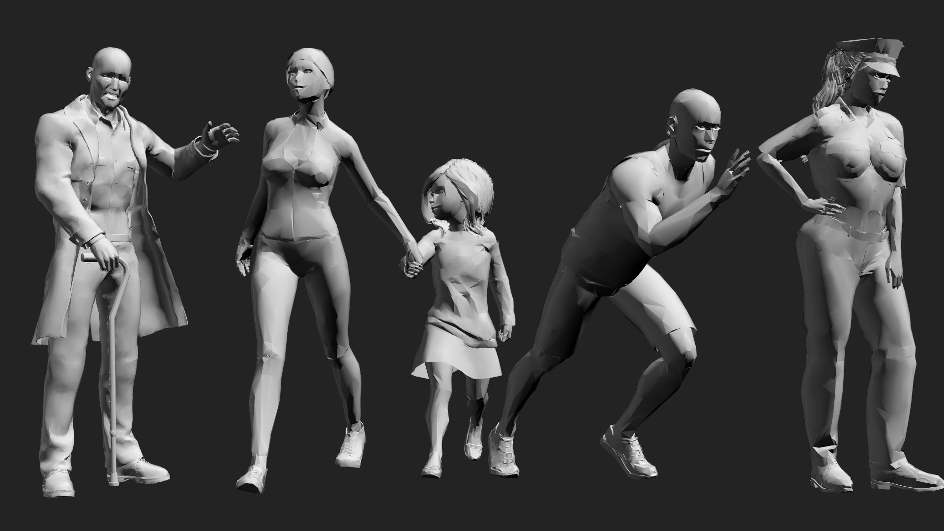 200 Low-Poly People Pack - Crowd Low-poly 3D model_42