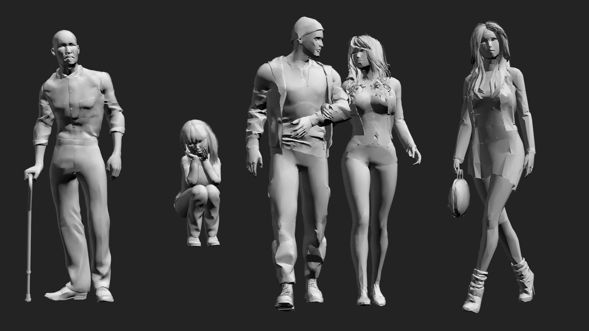 200 Low-Poly People Pack - Crowd Low-poly 3D model_41