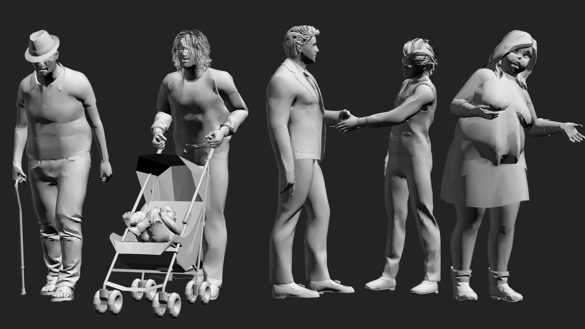 200 Low-Poly People Pack - Crowd Low-poly 3D model_18