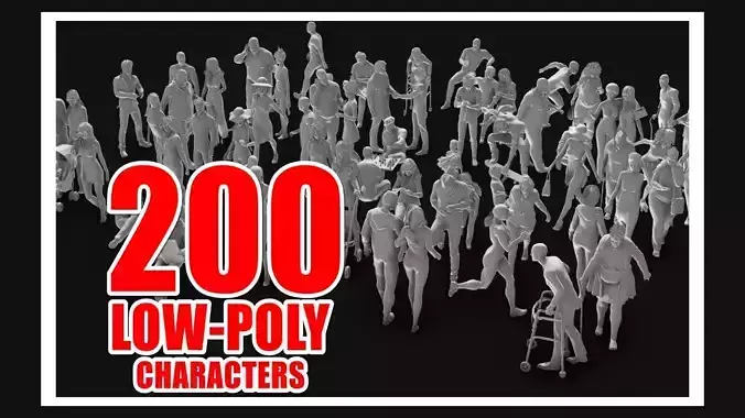 200 Low-Poly People Pack - Crowd Low-poly 3D model