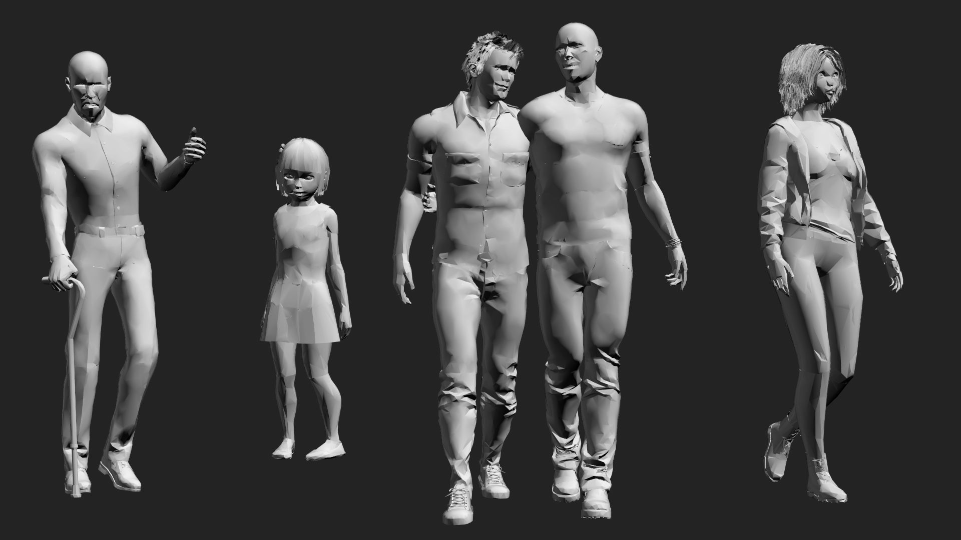 200 Low-Poly People Pack - Crowd Low-poly 3D model_31