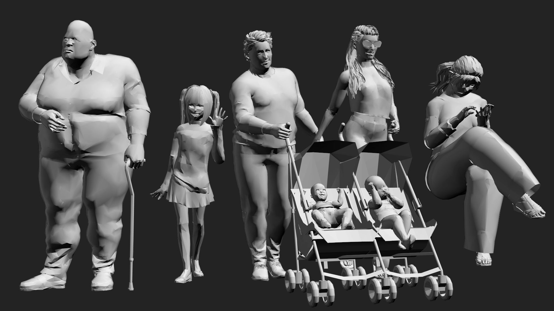 200 Low-Poly People Pack - Crowd Low-poly 3D model_25