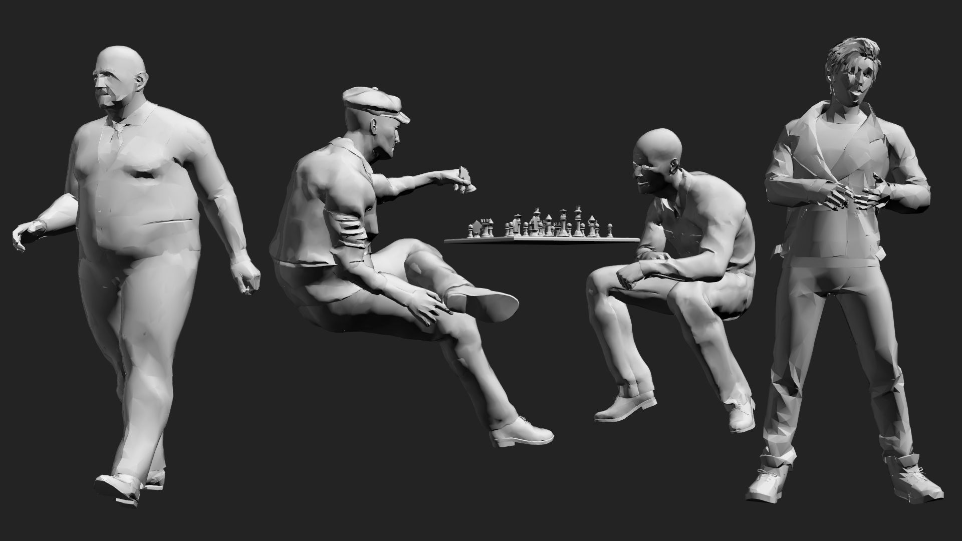 200 Low-Poly People Pack - Crowd Low-poly 3D model_34