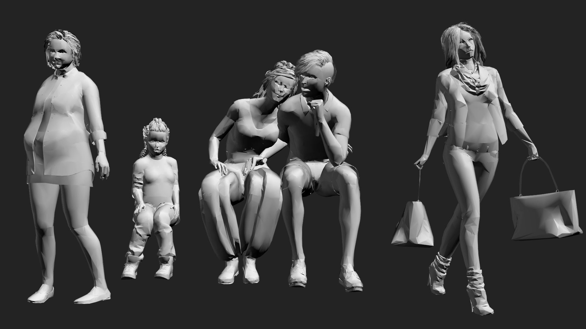 200 Low-Poly People Pack - Crowd Low-poly 3D model_15