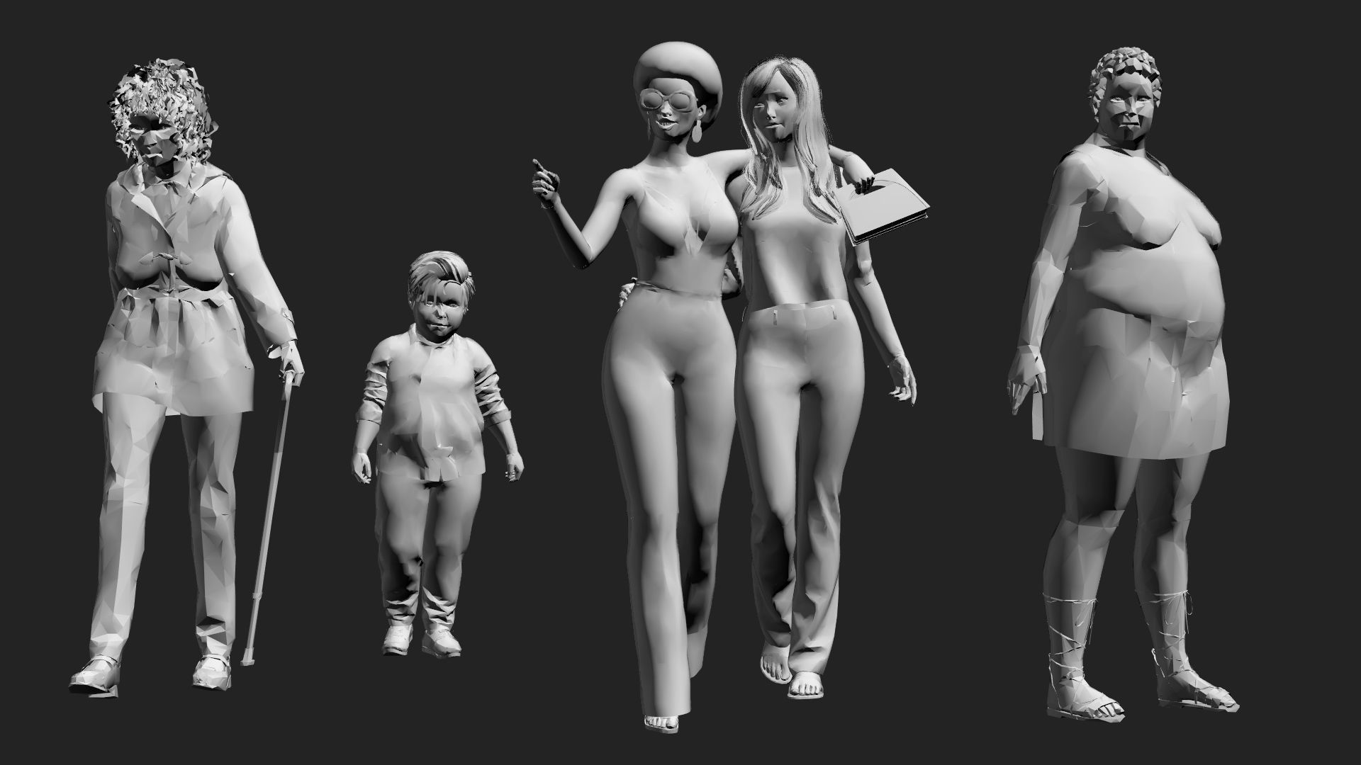 200 Low-Poly People Pack - Crowd Low-poly 3D model_16