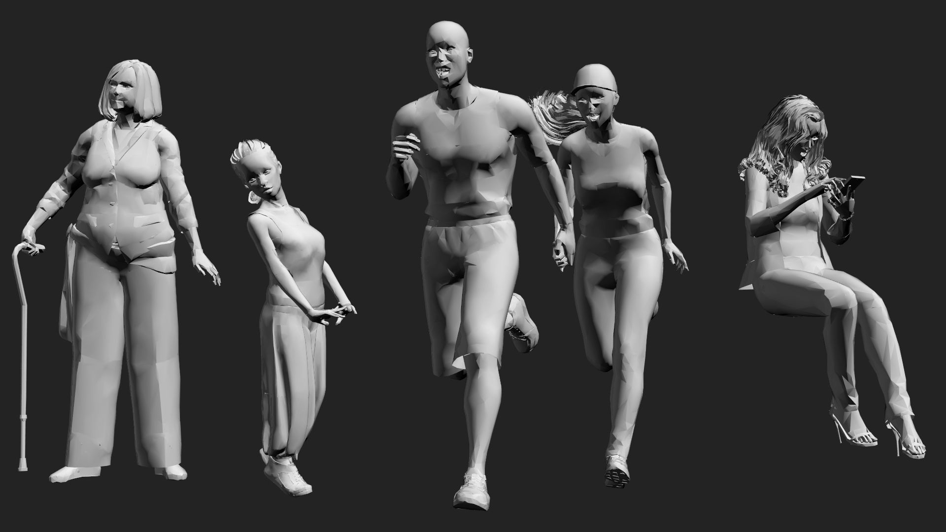 200 Low-Poly People Pack - Crowd Low-poly 3D model_8