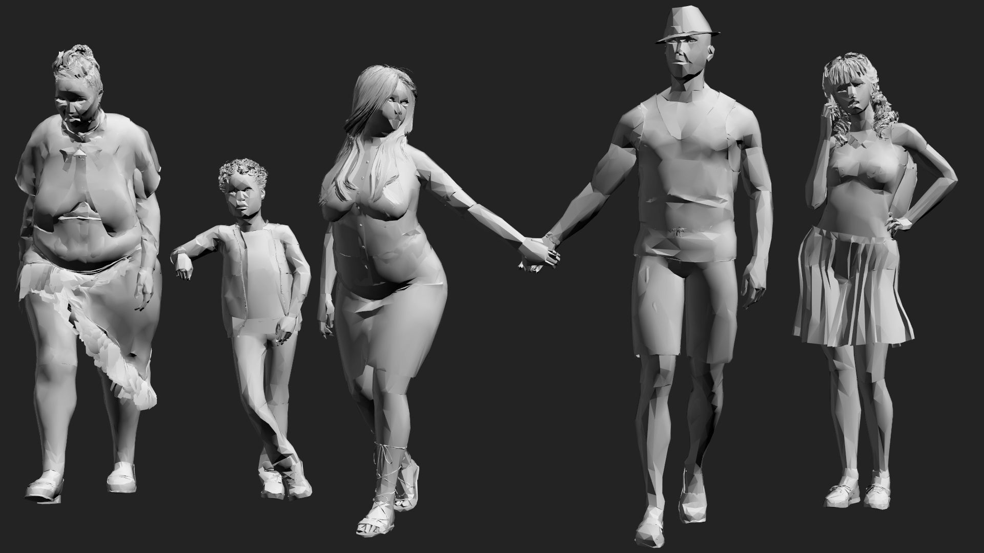 200 Low-Poly People Pack - Crowd Low-poly 3D model_9