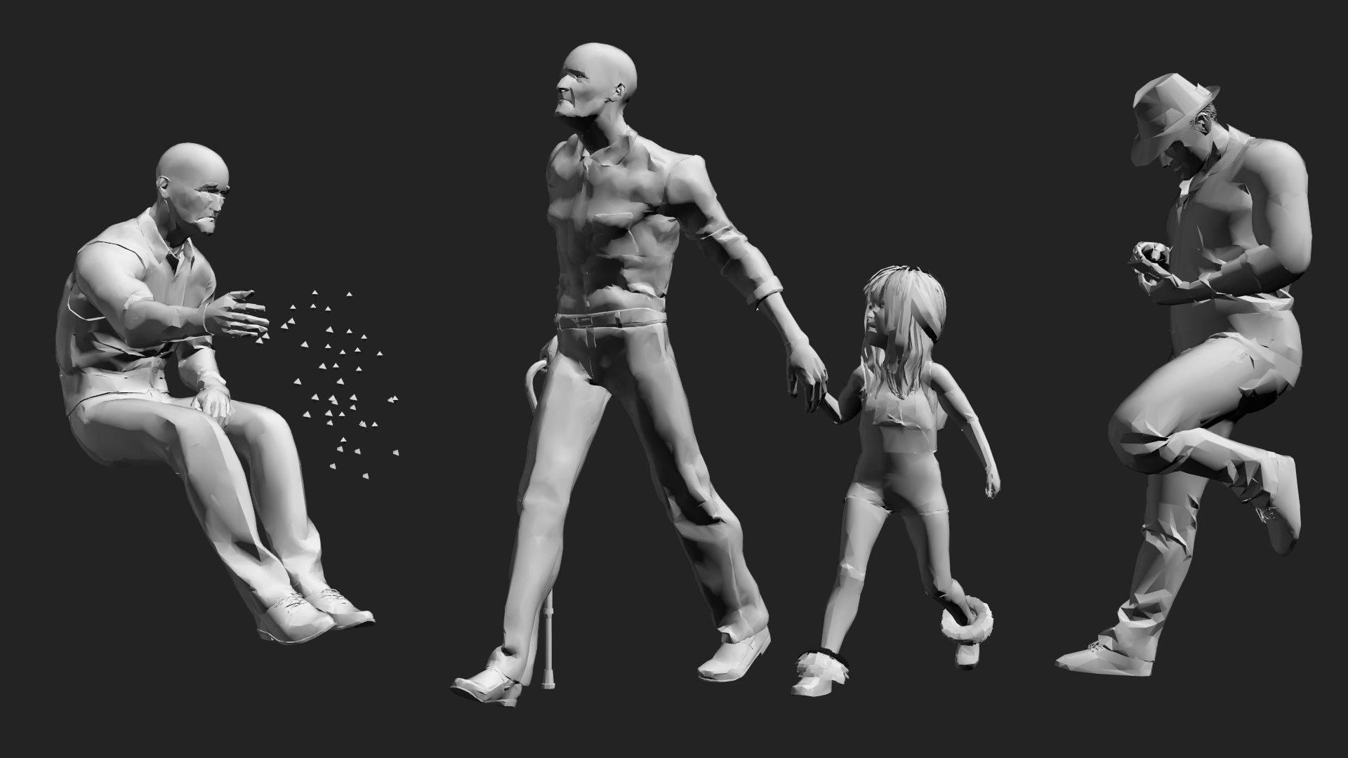 200 Low-Poly People Pack - Crowd Low-poly 3D model_36