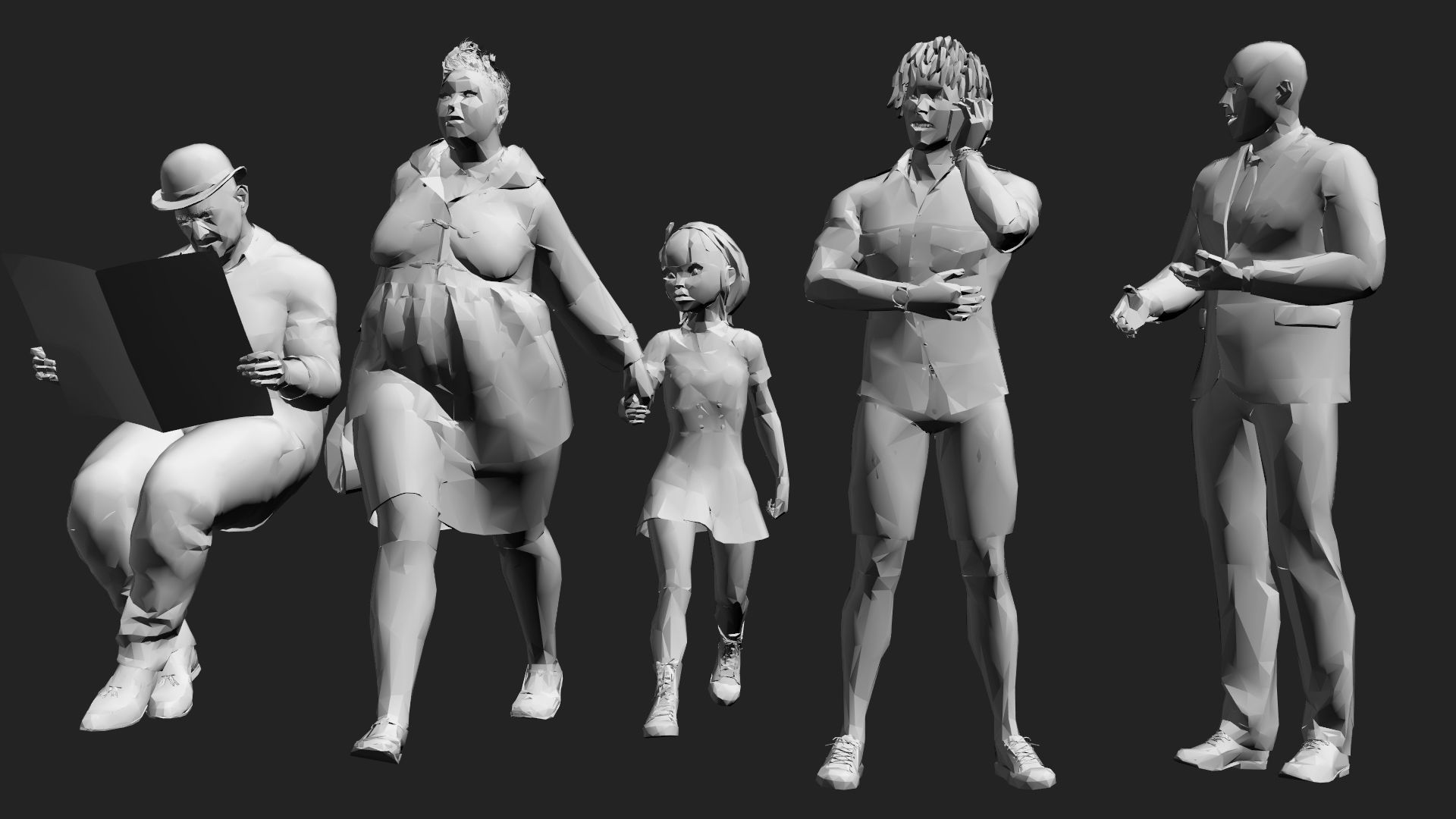 200 Low-Poly People Pack - Crowd Low-poly 3D model_19