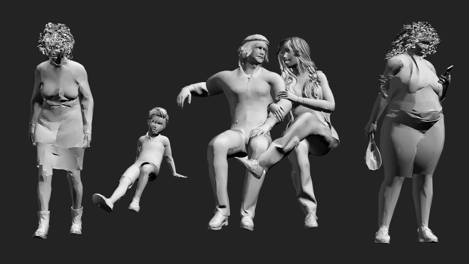 200 Low-Poly People Pack - Crowd Low-poly 3D model_37