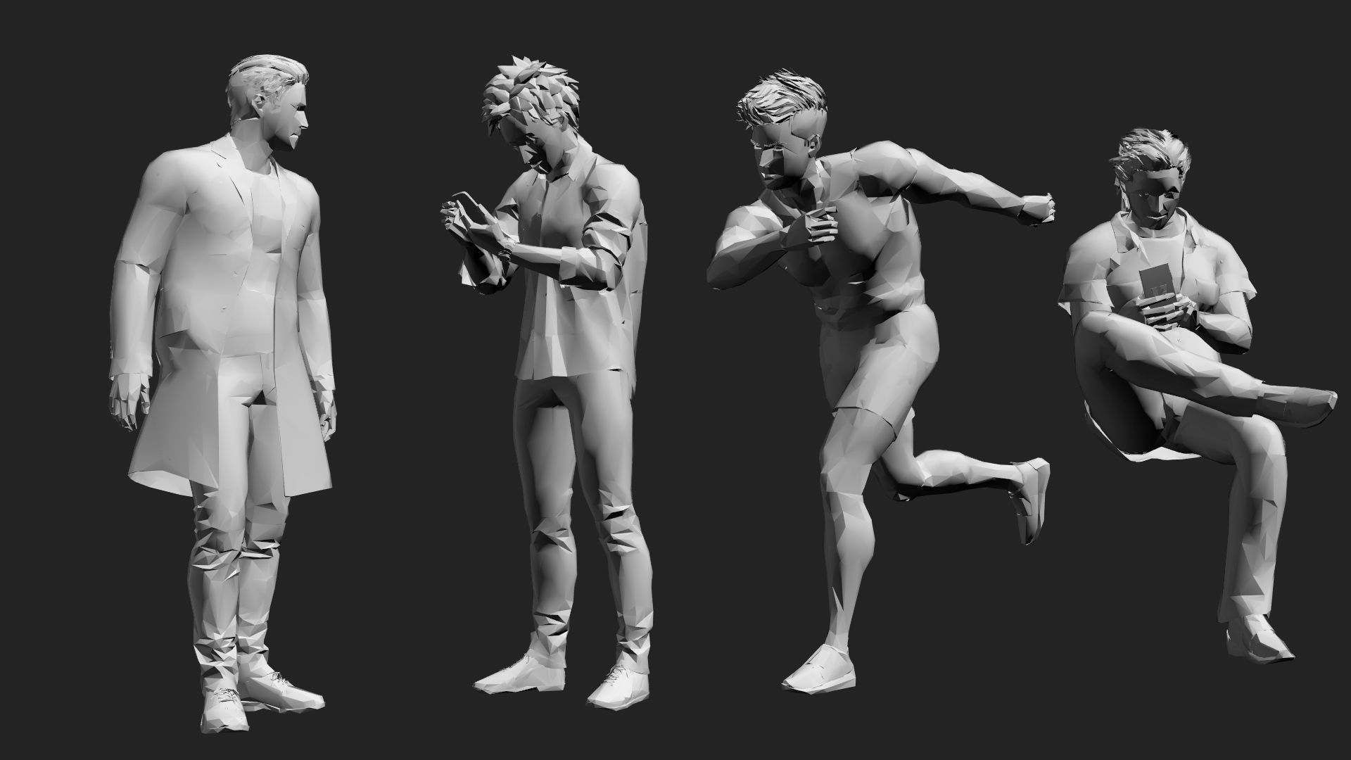 200 Low-Poly People Pack - Crowd Low-poly 3D model_44