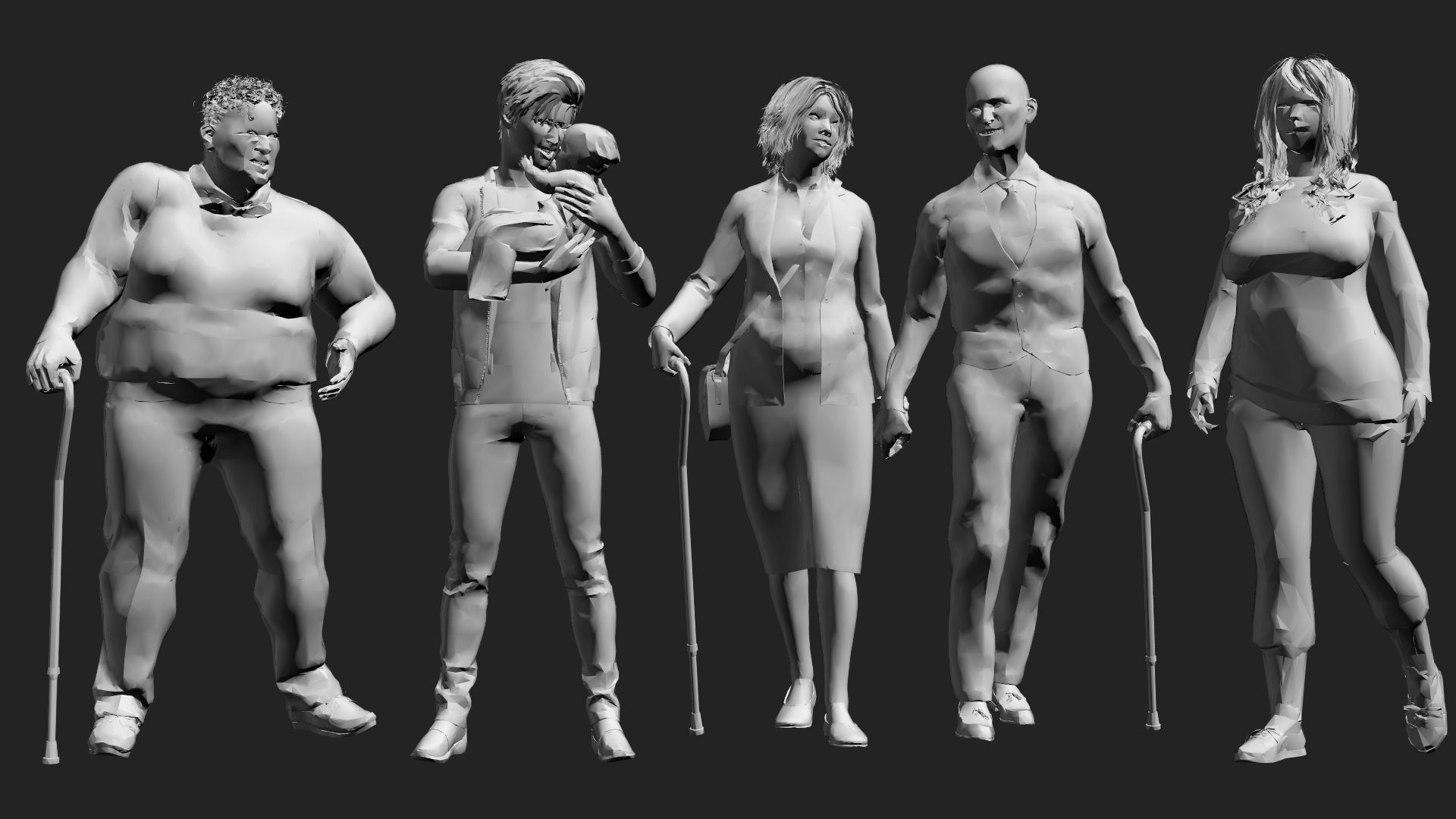 200 Low-Poly People Pack - Crowd Low-poly 3D model_13