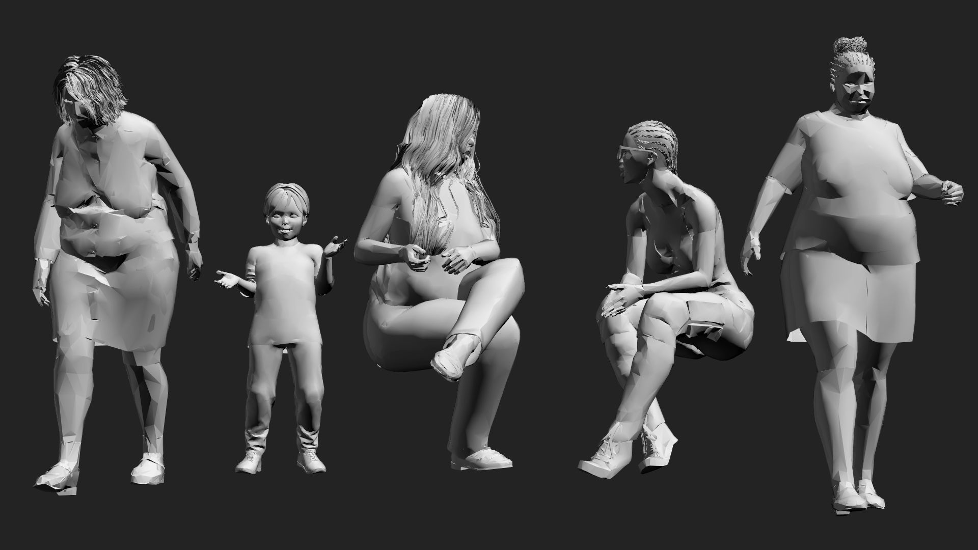 200 Low-Poly People Pack - Crowd Low-poly 3D model_5