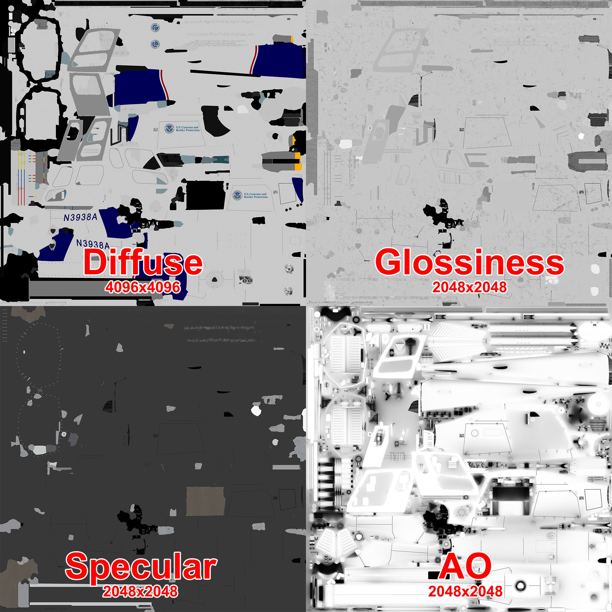 AS-350  US Customs and Border Protection Low-poly 3D model_15