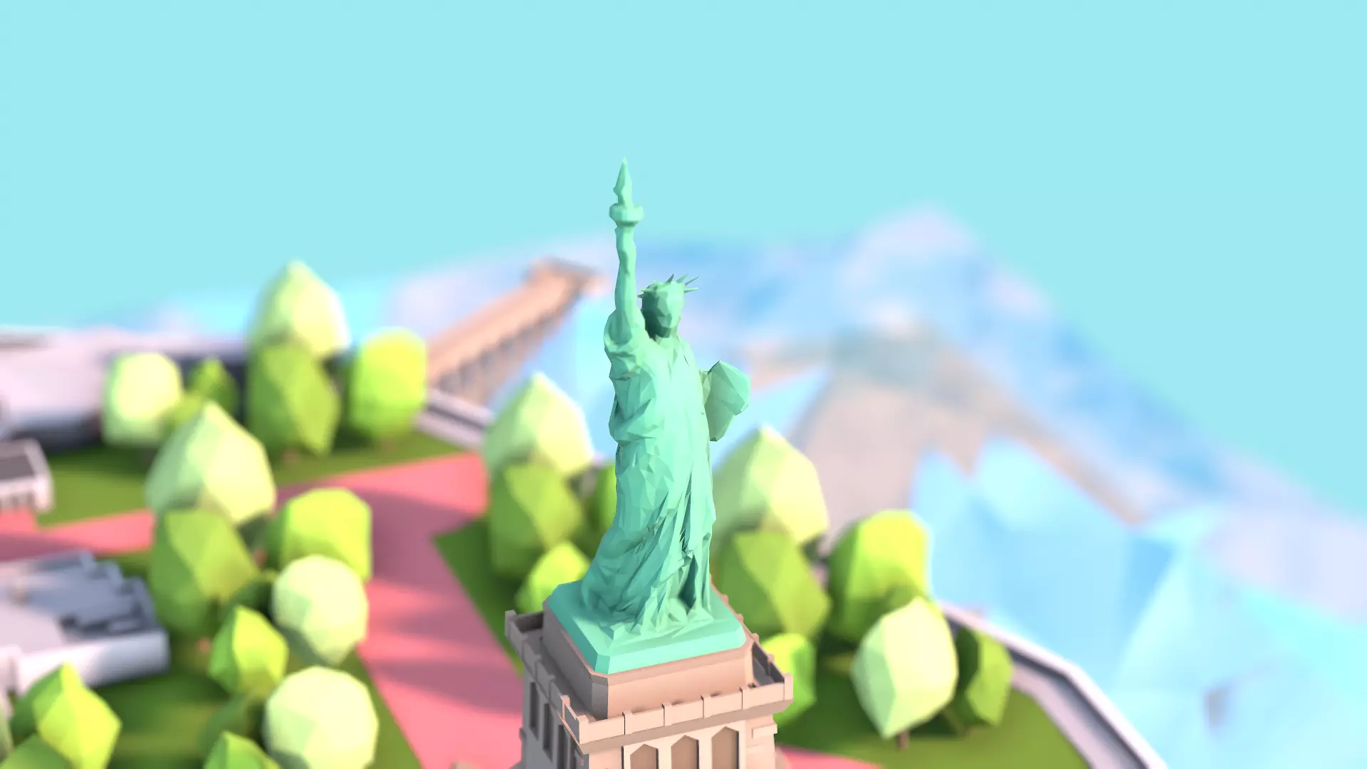 Low Poly Statue of Liberty Low-poly 3D model_0