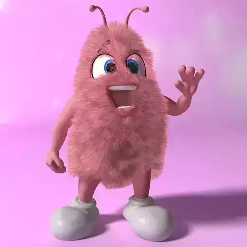 Pink Creature RIGGED and Animated Low-poly 3D model