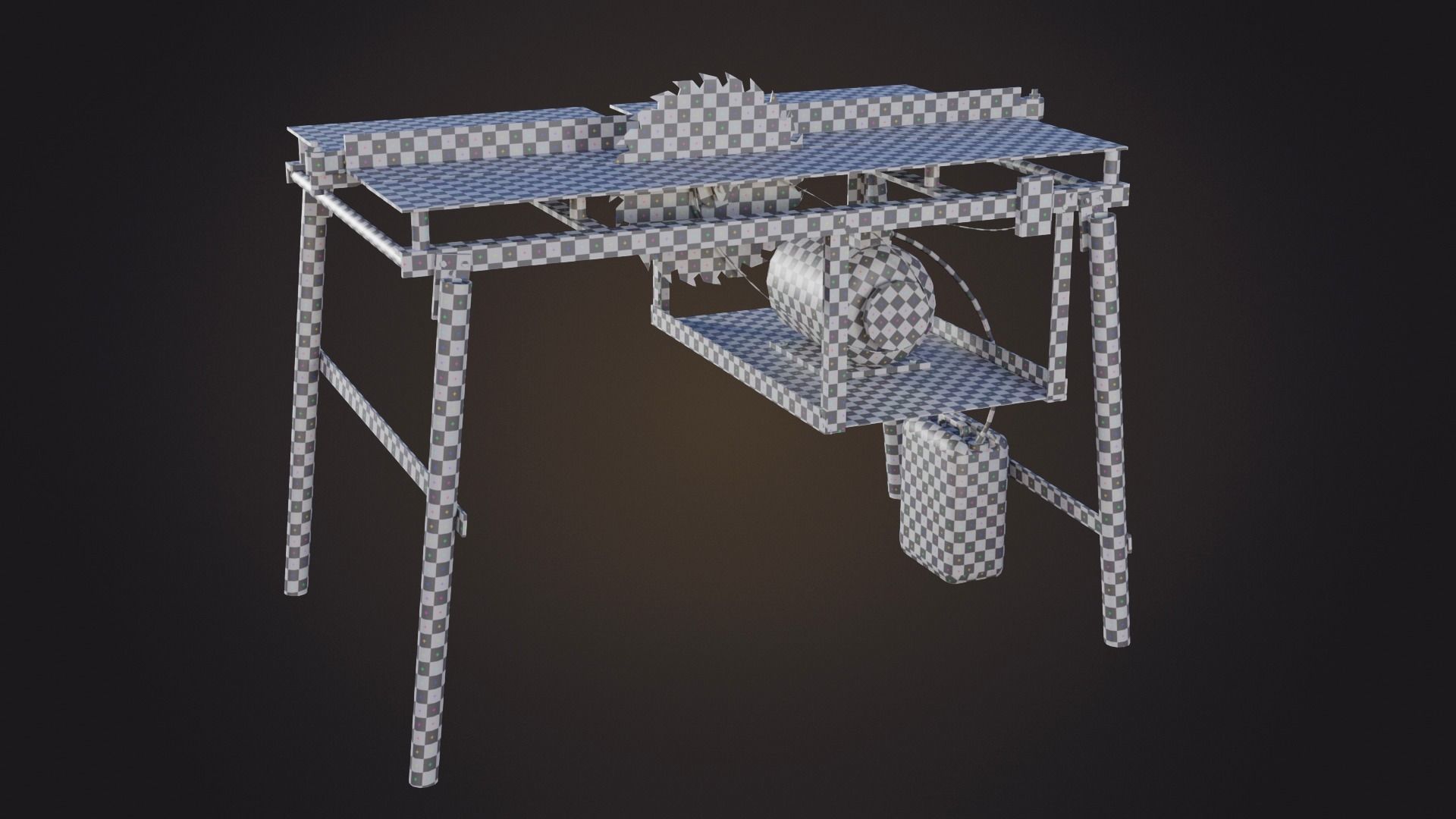 Hand Made Circular Machine Low-poly 3D model_16