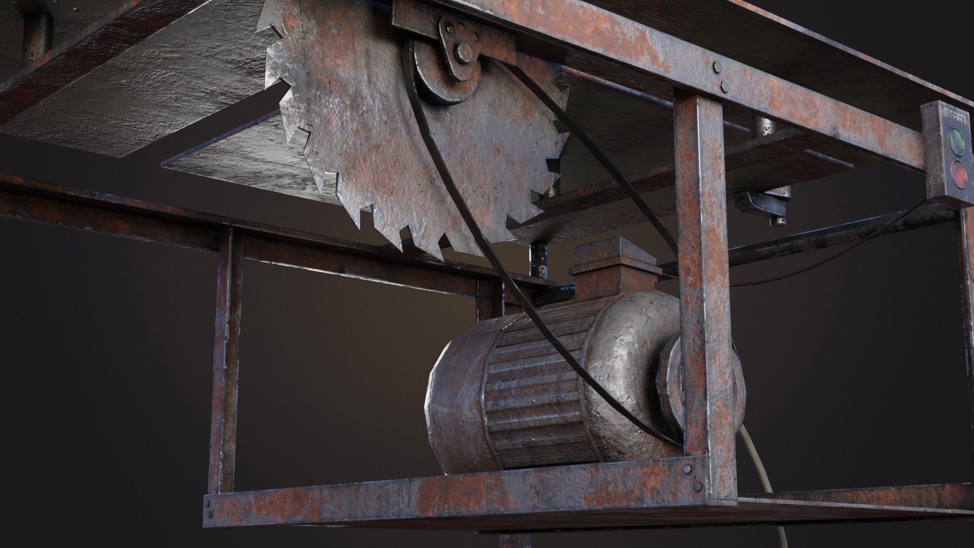 Hand Made Circular Machine Low-poly 3D model_8